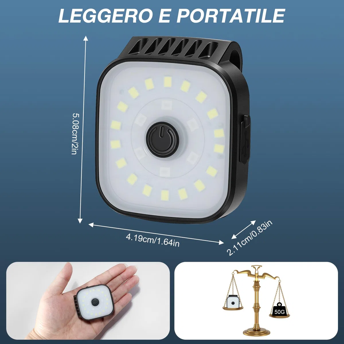 2 lampade LED con clip, clip USB con luce intermittente per jogging, lampada con clip USB ricaricabile per esterni, luce per jogging con 4 modalità di illuminazione, adatta per jogging