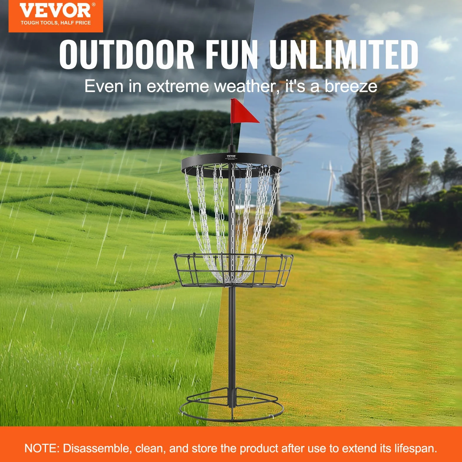 VEVOR Cestino Golf a Disco, Set Dischi di Golf con 24 Catene, Bersaglio da Golf a Disc Golf in Acciaio 8 mm, Cestino per Golf a Disco, Canestro Golf a Disco per Allenamento Attività Esterno, Nero