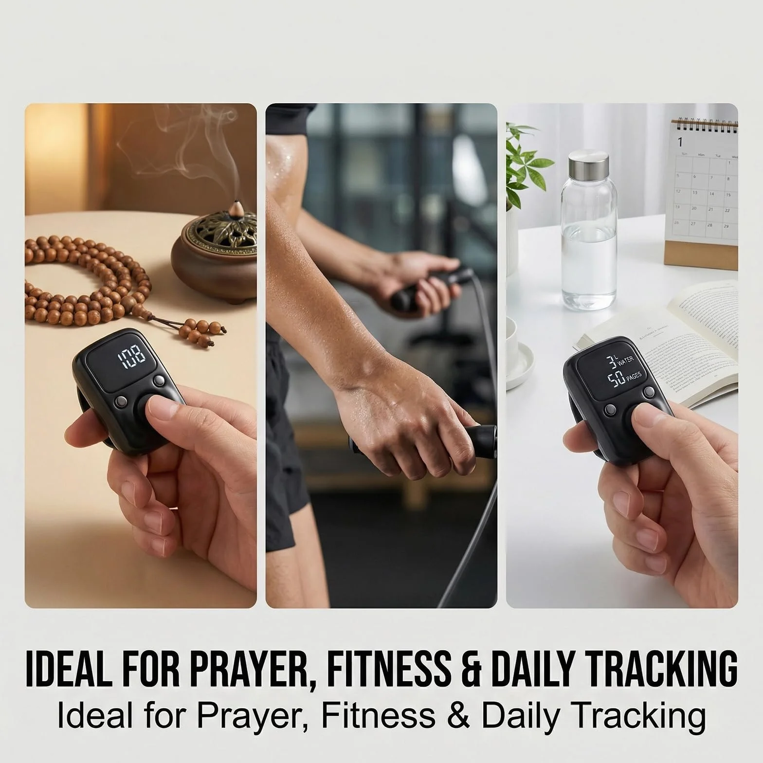 BAIFULAI 2 pezzi Smart Contatore clicker: contatore manuale digitale con indicatore di tempo e ripristinabile, contatore di serie portatile per sport e inventario domestico, marketing, golf (nero +