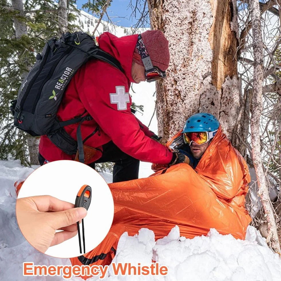Sacco a Pelo di Sopravvivenza Riutilizzabile con Braccialetto Coperta Isolamento Termico Primo Soccorso Outdoor