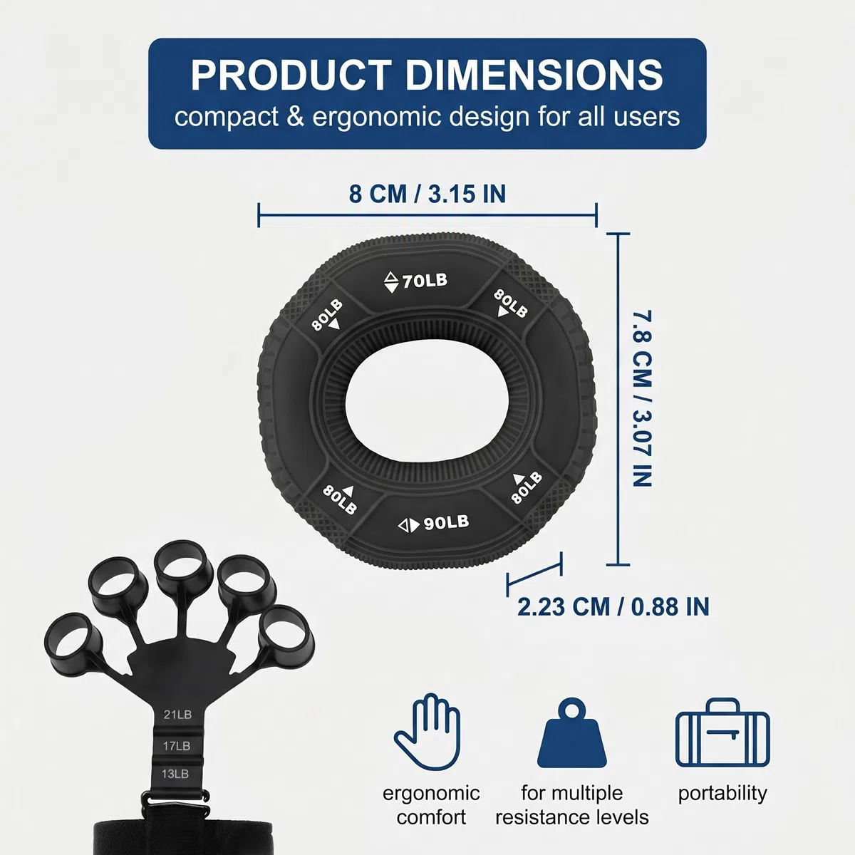 Set Allenamento Mano: Anello Grip + Strumento Allungamento Dita, Palle di esercizio della mano in Silicone, tiratore delle dita per Forza, Ripristino e Musica, con Fascia Regolabile