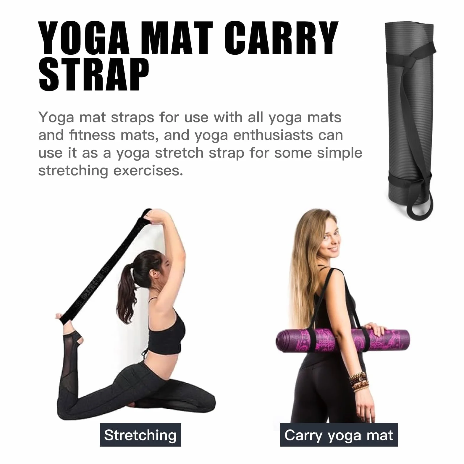 Tappetino Yoga Cinghia, Porta Tappetino Yoga, Cinghia Tappetino Yoga in Cotone, Tracolla Regolabile in Cotone di Alta Qualità, Ideale per Trasporto e Esercizi di Stretching
