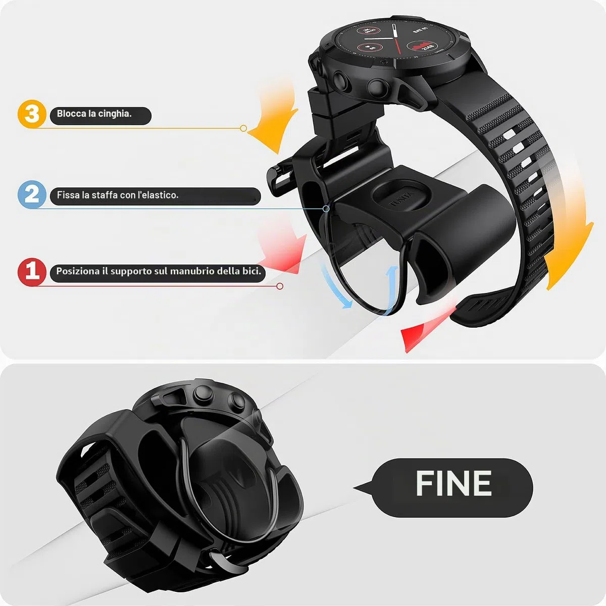 TUSITA Bicicletta Orologio Supporto Compatibile con Garmin - Progettato per Polar e Altri Orologi