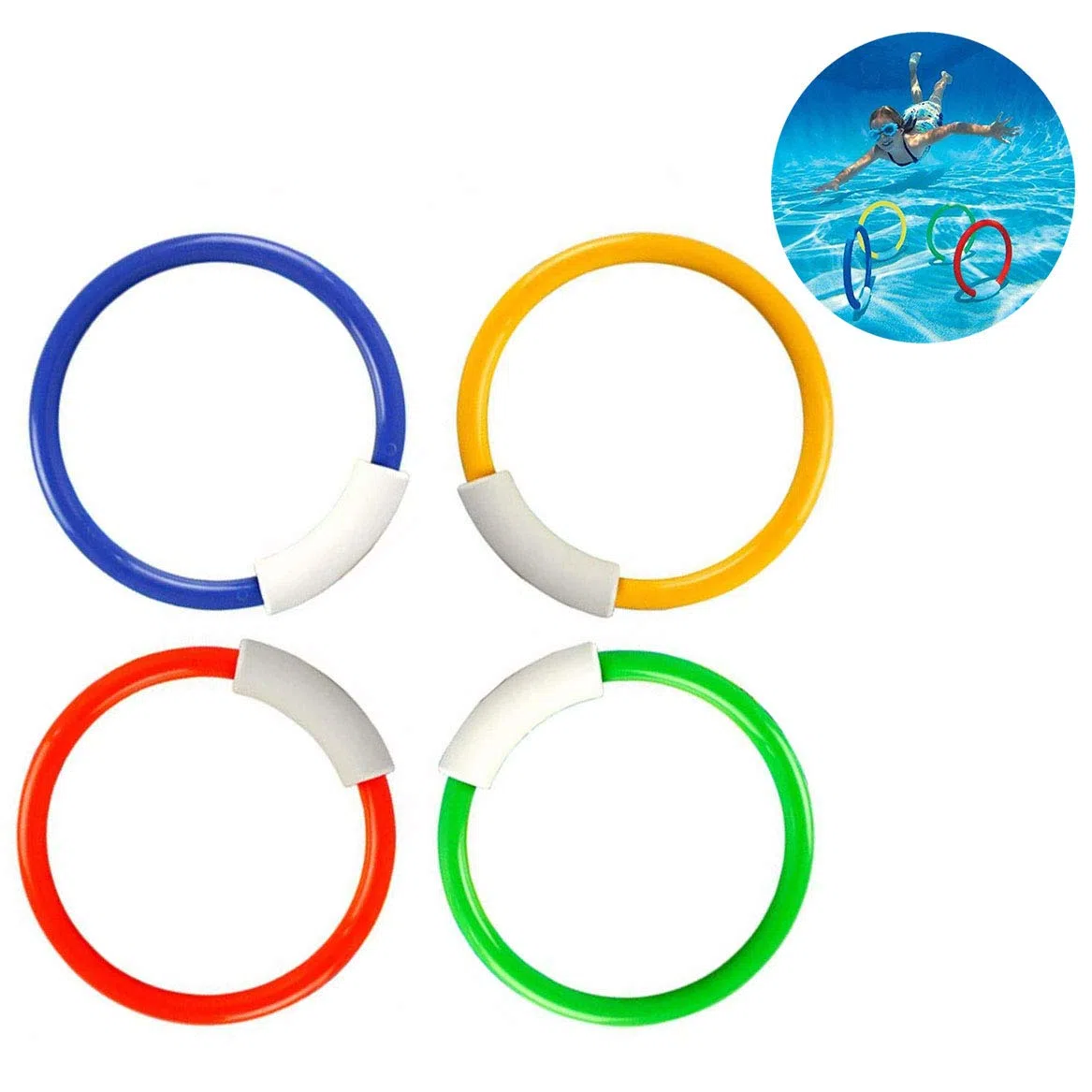 4 Pcs Dive Ring per Piscine,4 colori Set Dive Ring Accessori per Piscine Accessori