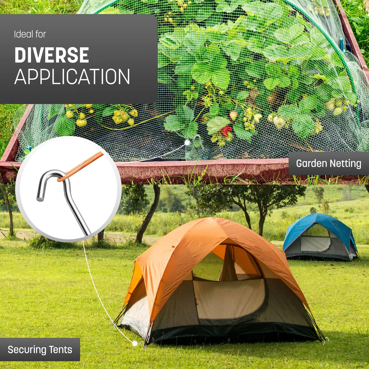 KEPLIN Pioli per tenda in lega di acciaio (confezione da 50 – 22,9 cm), picchetti zincati, antiruggine e durevoli, picchetti in metallo resistenti, ideali per campeggio, spiaggia, rete da giardino,