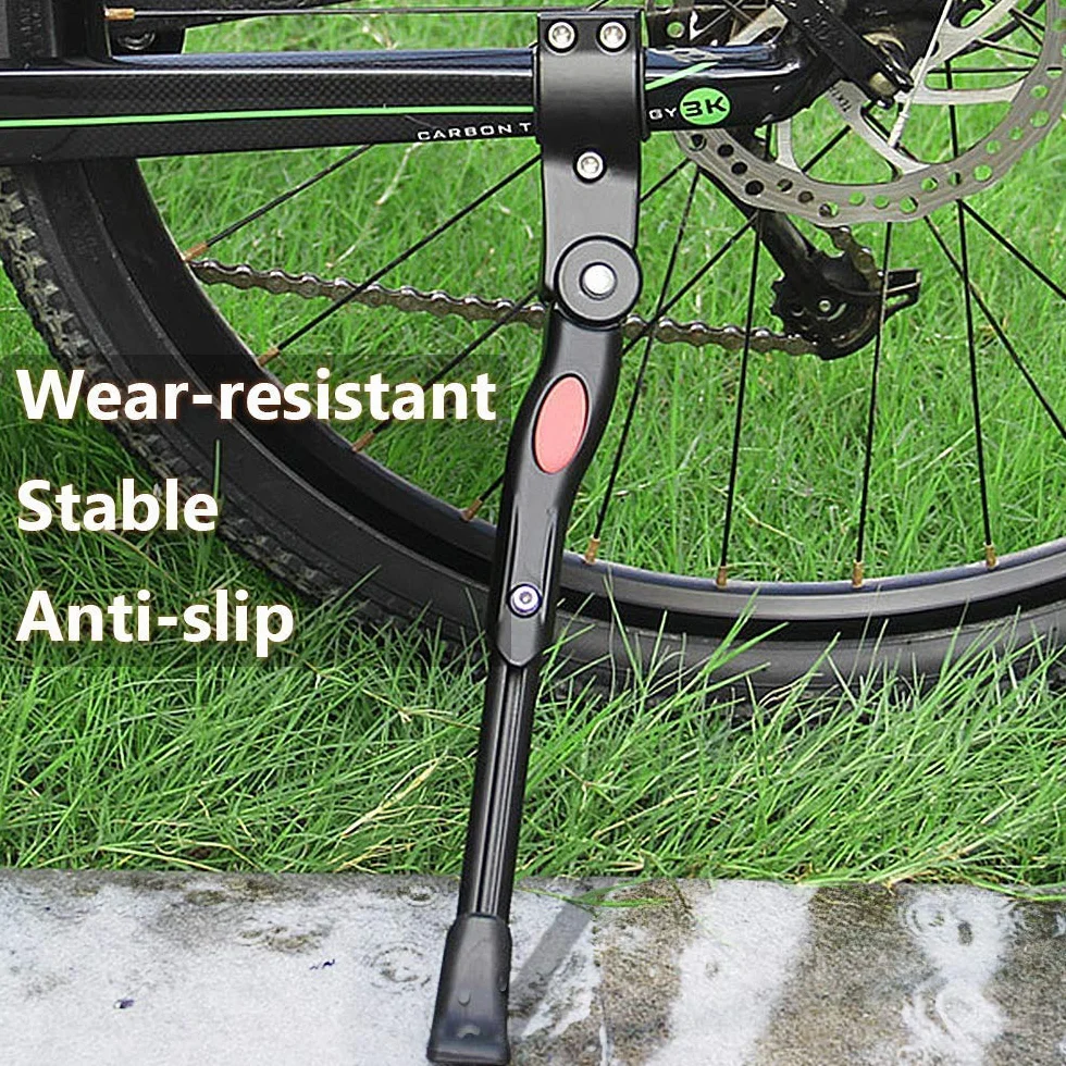 Cavalletto per bici Cavalletto laterale regolabile per bicicletta in lega di alluminio per bici con chiusura nascosta a molla, per biciclette da 24-27 pollici leggere, di peso medio e da crociera