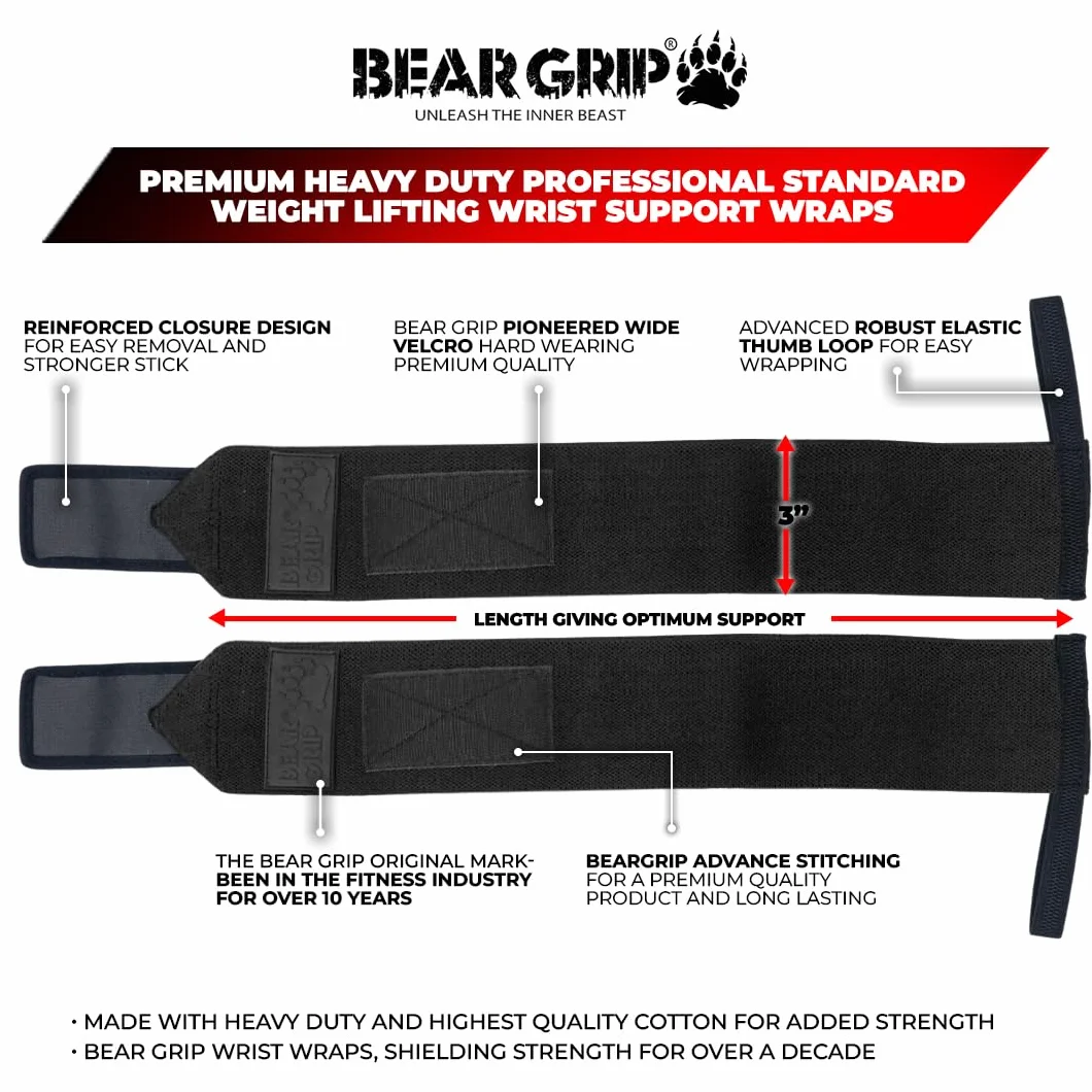 Bear Grip - Fascia di supporto per polsi durante il sollevamento pesi