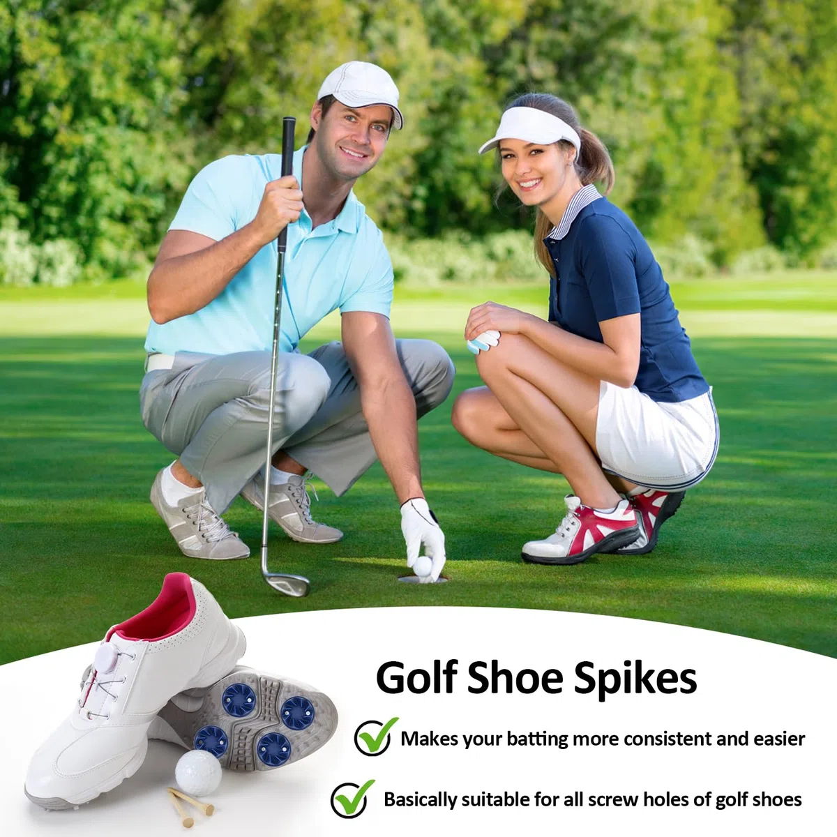 20 Pezzi Set di Punte da Golf, Punte da golf per Scarpe, Tacchetti Scarpe da Golf con Chiave, Golf Spikes Borchie, Punte di Ricambio Antiscivolo per Scarpe da Golf, Tacchetti Universali per Scarpe da