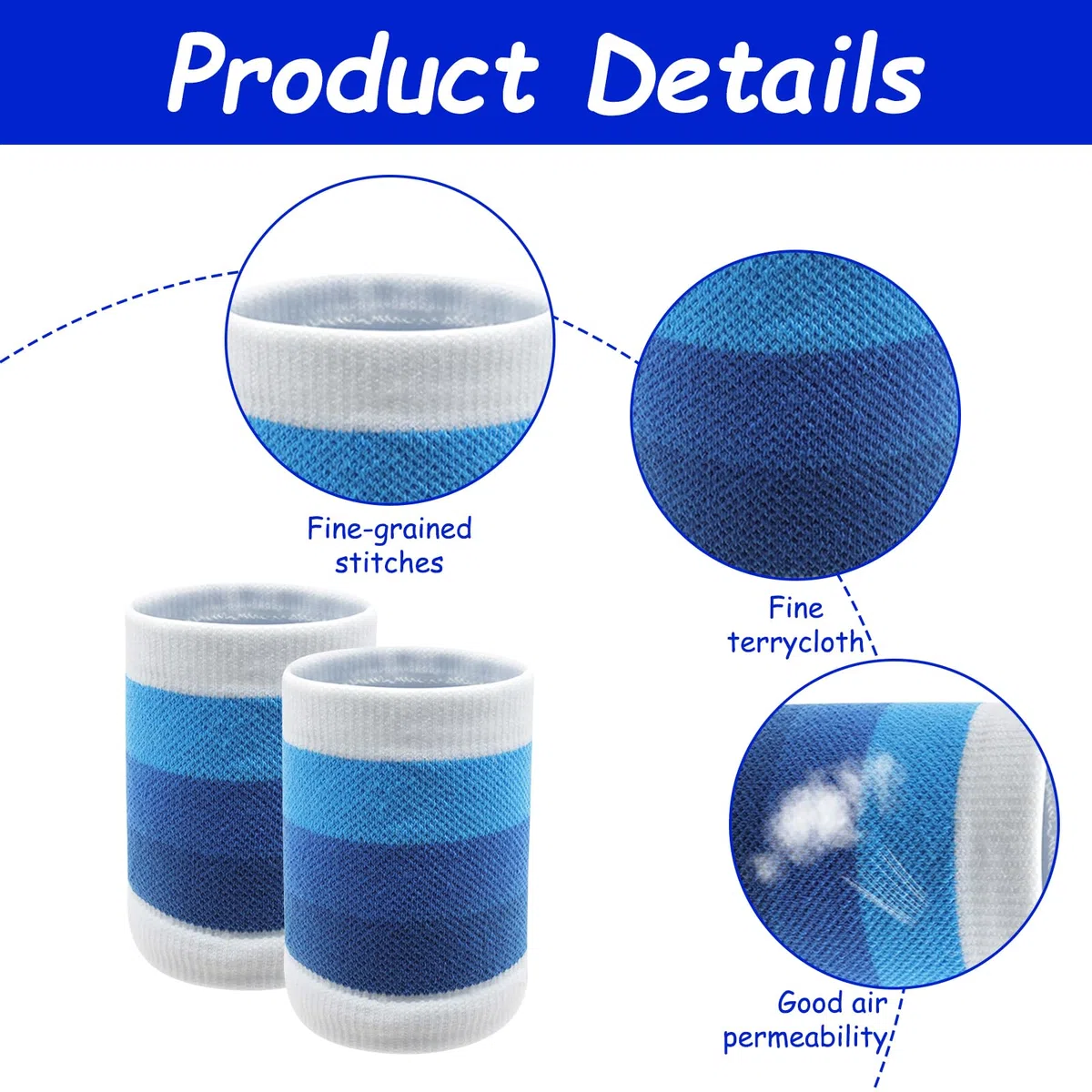 2 Pack Polsino Sportivo, Polsino Sweatband Sportivo, Polsini Palestra da Donna e Uomo, Elastici, Fasce da Polso per Sport Morbido Cotone Addensato, per Basket Palestra Fitness Tennis