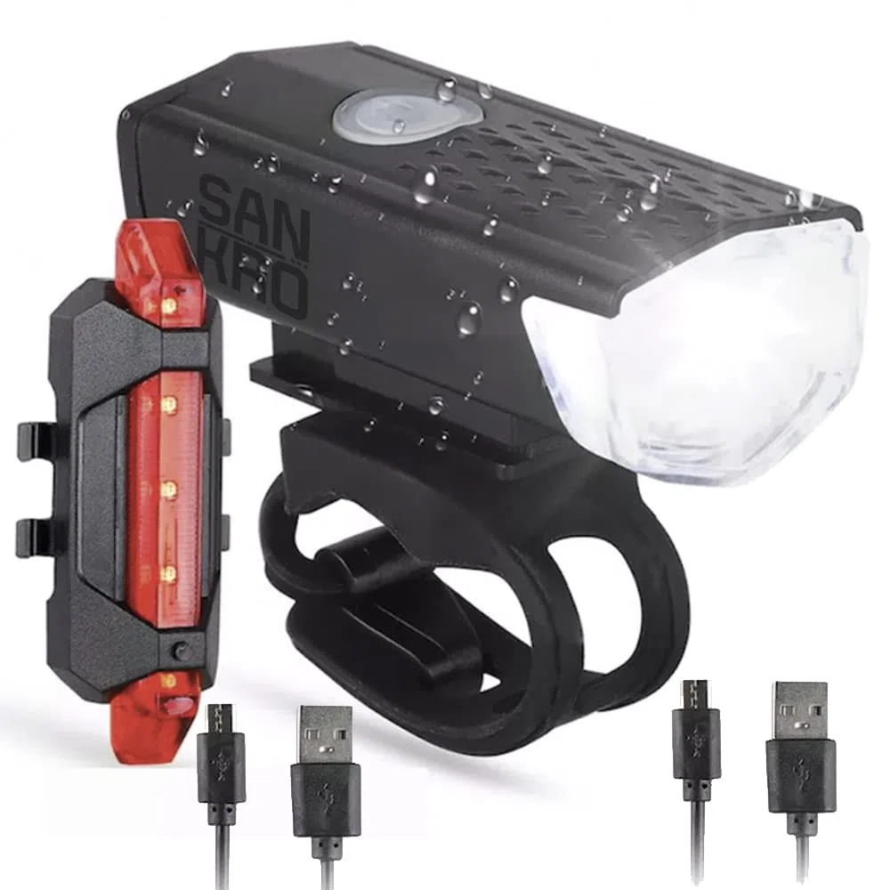 Luce bicicletta anteriore e posteriore - Ricaricabile USB - 300 lumen -3 modalità- IPX6 impermeabile