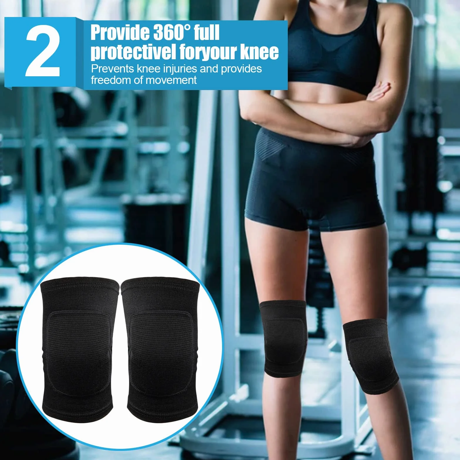 Ginocchiere Protettive Sportive Nero, 1 Paio Supporto Elastico per Ginocchio Antiscivolo, Ginocchiera Sportiva in Spugna Unisex per MTB, Pallavolo, Danza, Snowboard, Skateboard