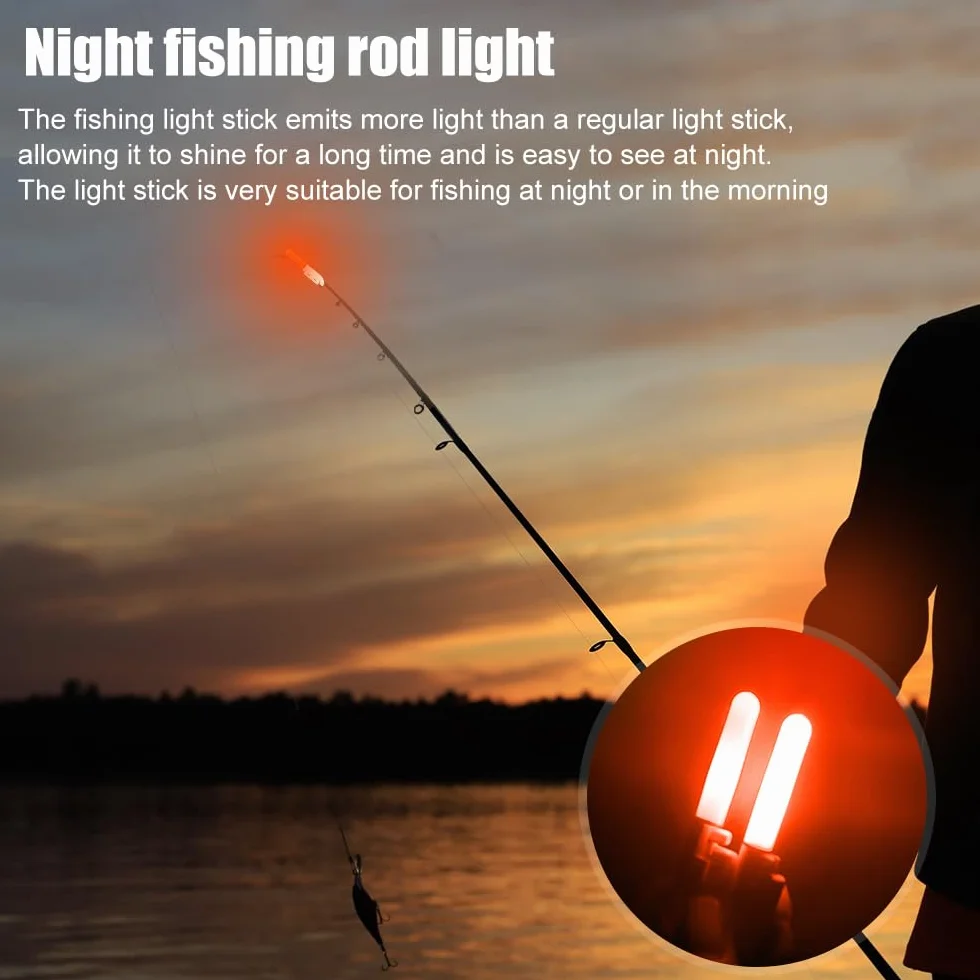 5pcs Campana di Allarme di Pesca, LED Bastoncini Luminosi Impermeabili con Fibbia Impermeabili luci a Punta di Canna da Pesca Notturna con Batteria Inclusa per la Pesca in Mare, Rosso