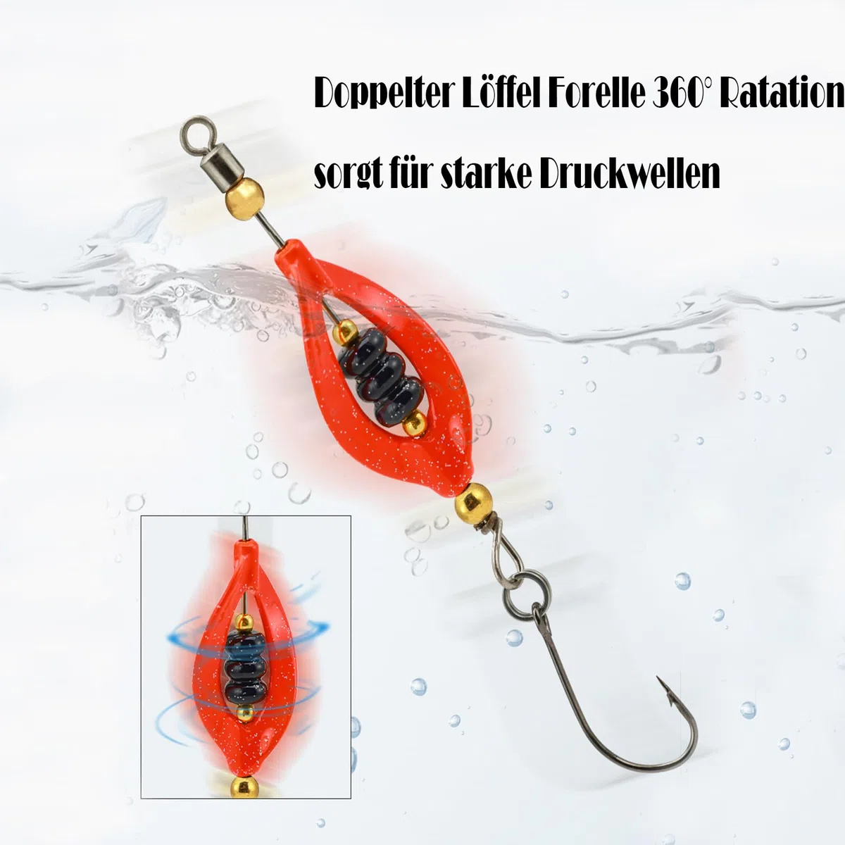 Twist Spoons, trota attiva e autoilluminante, 3 g, 4 g, Machilea 5 x Twister Spinner per trote, spoon in scatola, set di esche per trote, pesca alla trota