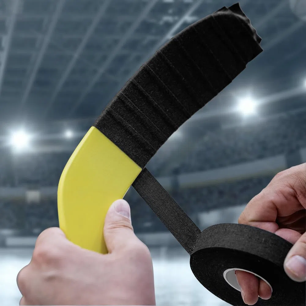 Nastro da Hockey, 25m x 25mm Nastro di Presa Anti-Scivolo per Sport su Ghiaccio Nastro Tessuto per Hockey Antiscivolo Impugnatura Bastone per Golf Tennis Badminton, Nero