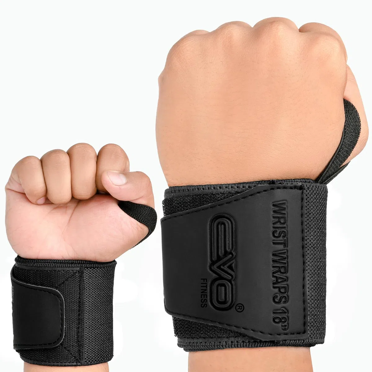 EVO Fitness Polsiere Palestra 45 Cm Nero Profondo Polsini Palestra Cotone Elasticizzato Powerlifting Fasce Palestra Bodybuilding Polsiere Crossfit Allenamento Uomini Donne