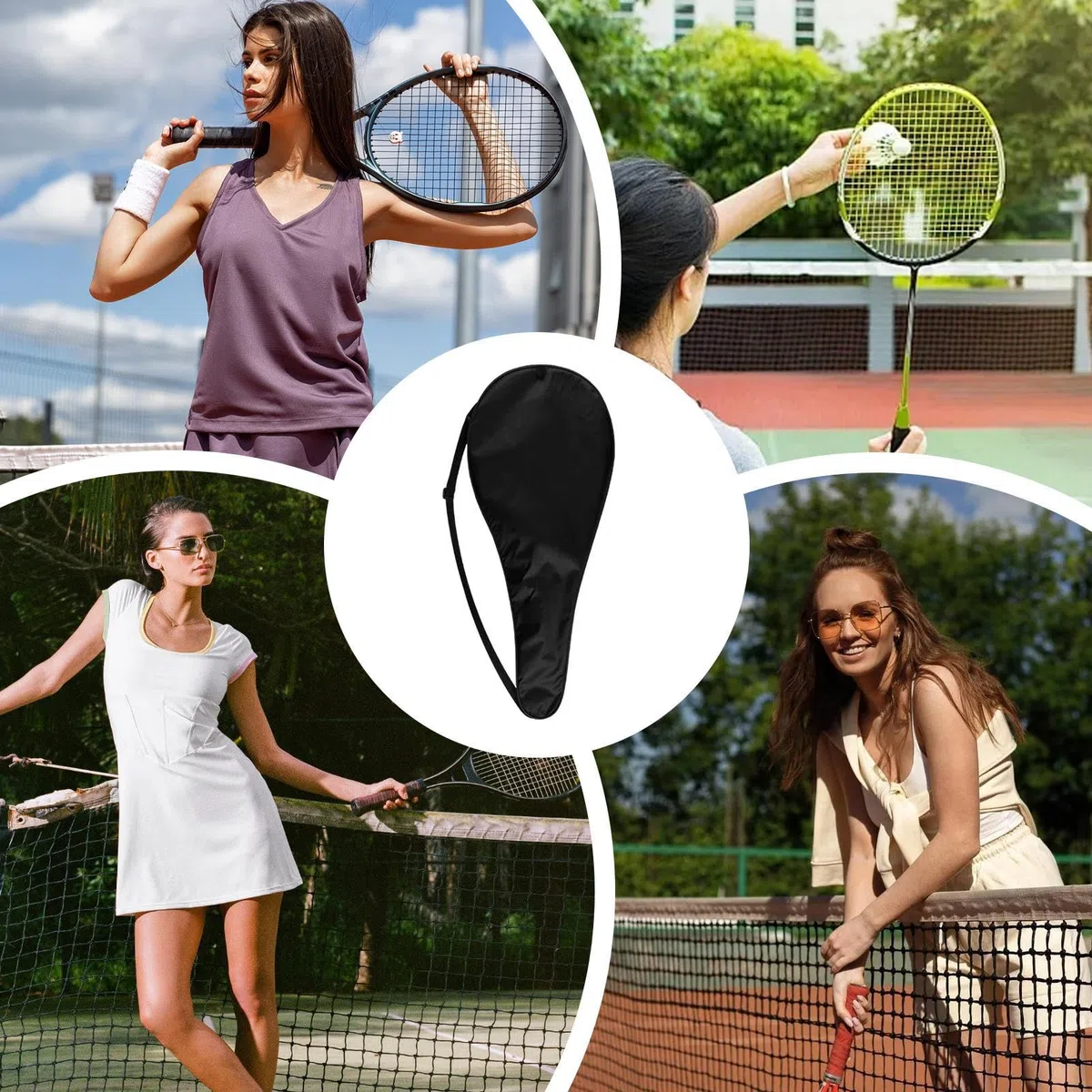 Borsa portaoggetti per racchetta da tennis, borsa da trasporto per racchette da badminton, borsa da trasporto a tracolla per attrezzatura da allenamento da tennis e badminton per