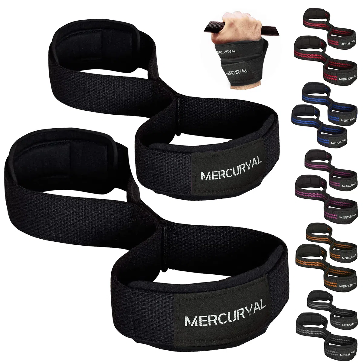 MERCURYAL Straps in 8 Gym per livello avanzato e professionale - Straps Powerlifting - Cinghie di presa in forma 8 da palestra e peso morto - Complemento per la palestra - Accessori da palestra.