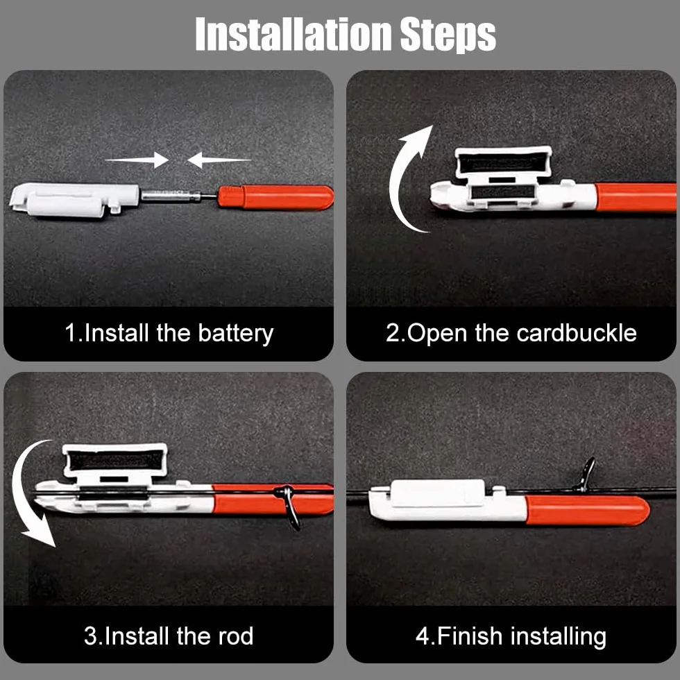5pcs Campana di Allarme di Pesca, LED Bastoncini Luminosi Impermeabili con Fibbia Impermeabili luci a Punta di Canna da Pesca Notturna con Batteria Inclusa per la Pesca in Mare, Rosso