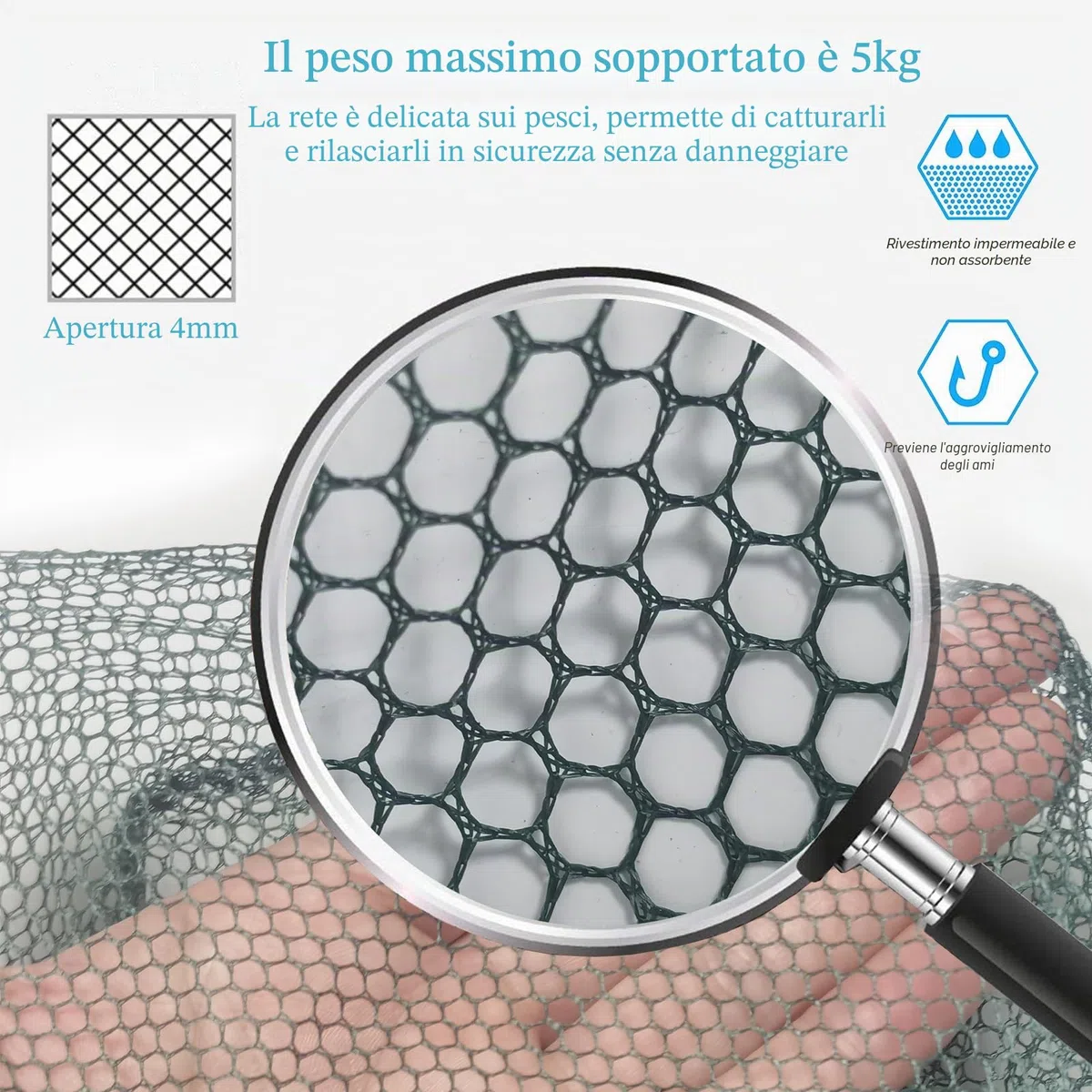 Retino da Pesca Pieghevole Estensibile,Guadino per Pesca Telescopico,50cm Acciaio Inossidabile Manico Estendi la Lunghezza,Triangolare,per uccelli,acquario,oggetti galleggianti per stagni,trota
