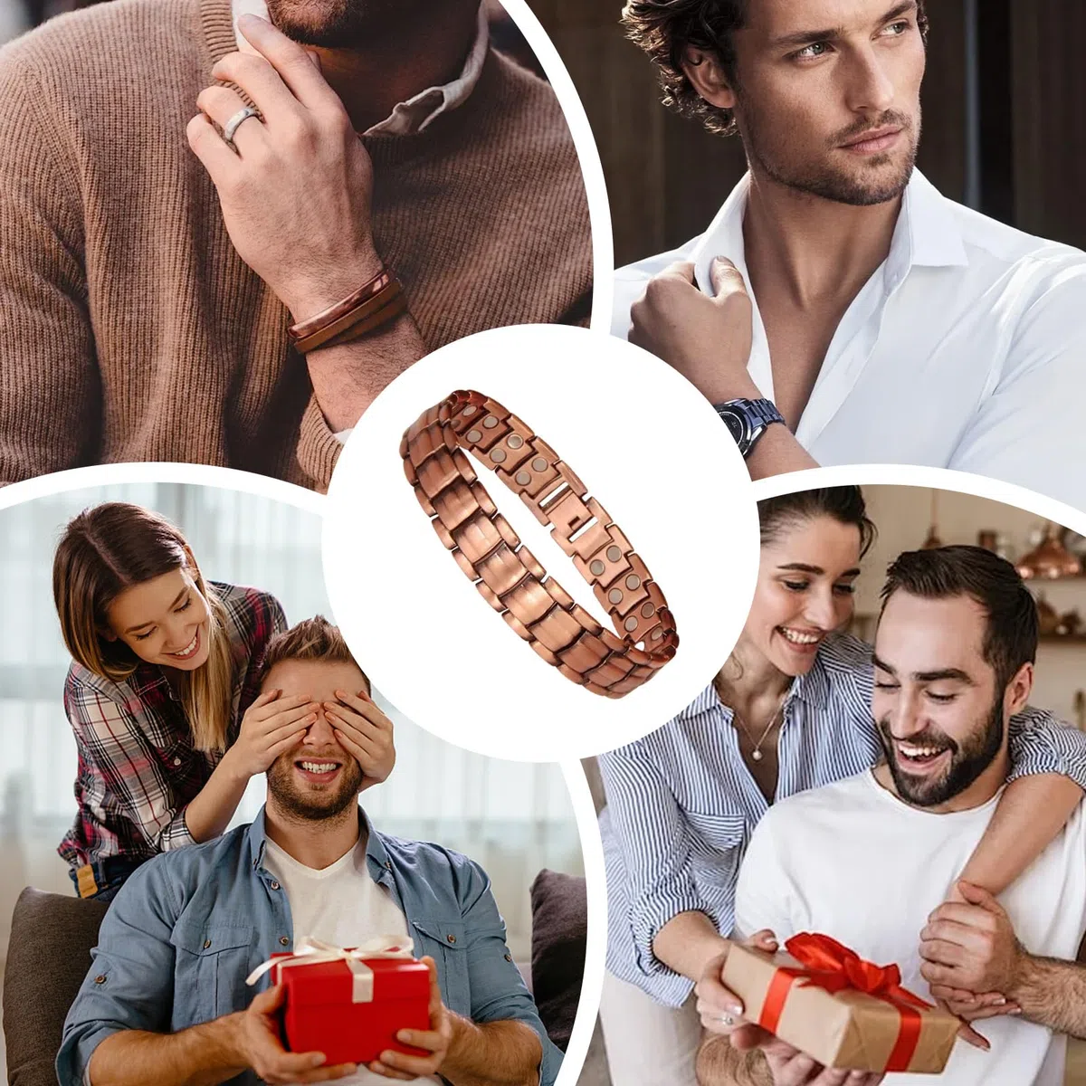Bracciale In Rame Per Uomo | Bracciale In Rame Con Magnetini Regolabile Uomo - Gioiello Sportivo per Palestra Corsa Tennis Regalo Compleanno