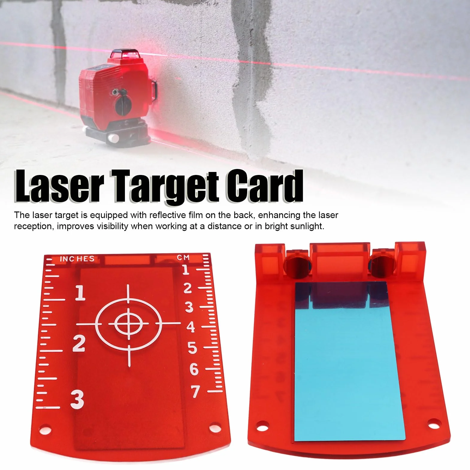 Bersaglio Laser Magnetica, 2 Pezzi Target Laser rosso Con Riflettori, Piastra Bersaglio Laser Targhetta Target Per Livelle Laser Con Pollici/Centimetri Per Allineare Livelli Di Linea Laser