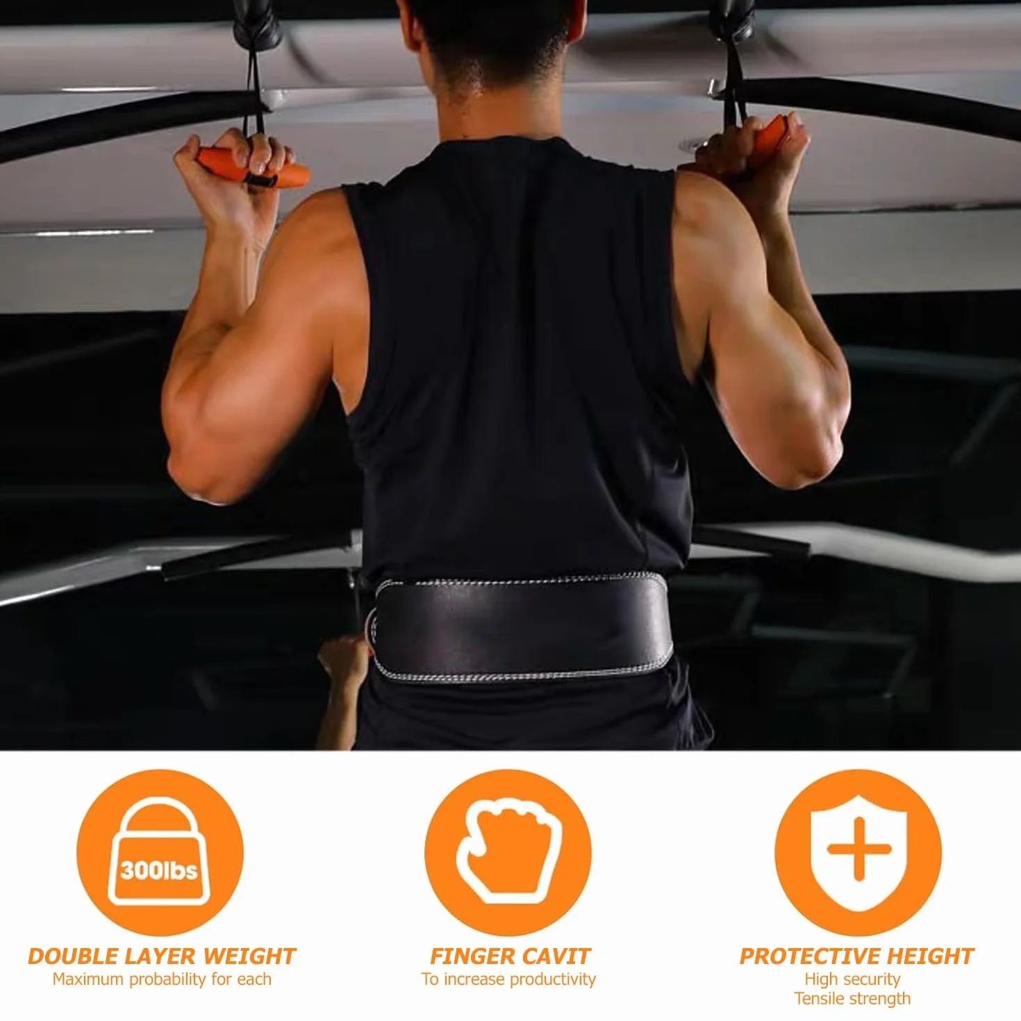 Leikurvo Zj338 Impugnatura per allenamento fitness, impugnatura per canottaggio con fascia di resistenza regolabile, maniglia per cavi, arancione, TPE