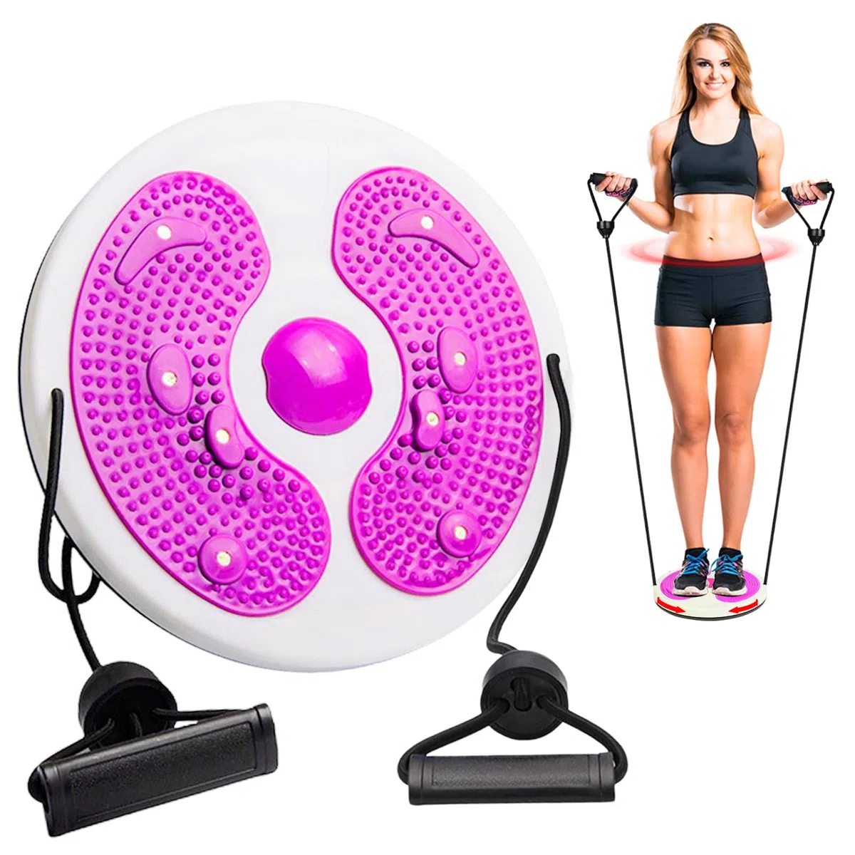 Twist Waist Disc Board, Disco Rotante Fitness con Fune di Trazione Breaking Limits Slimmy Pedana Rotante Dimagrante Multi-funzionale massaggio ai piedi magnetico Attrezzatura per il fitness