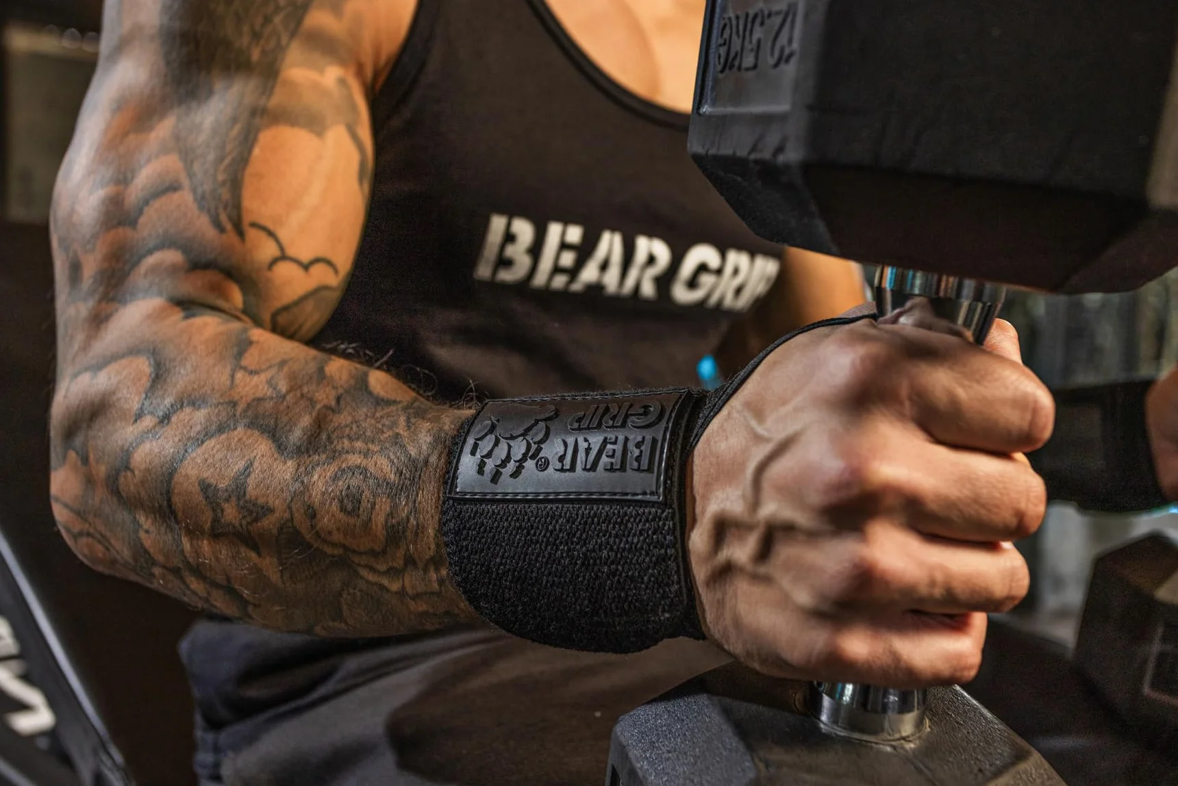 Bear Grip - Fascia di supporto per polsi durante il sollevamento pesi