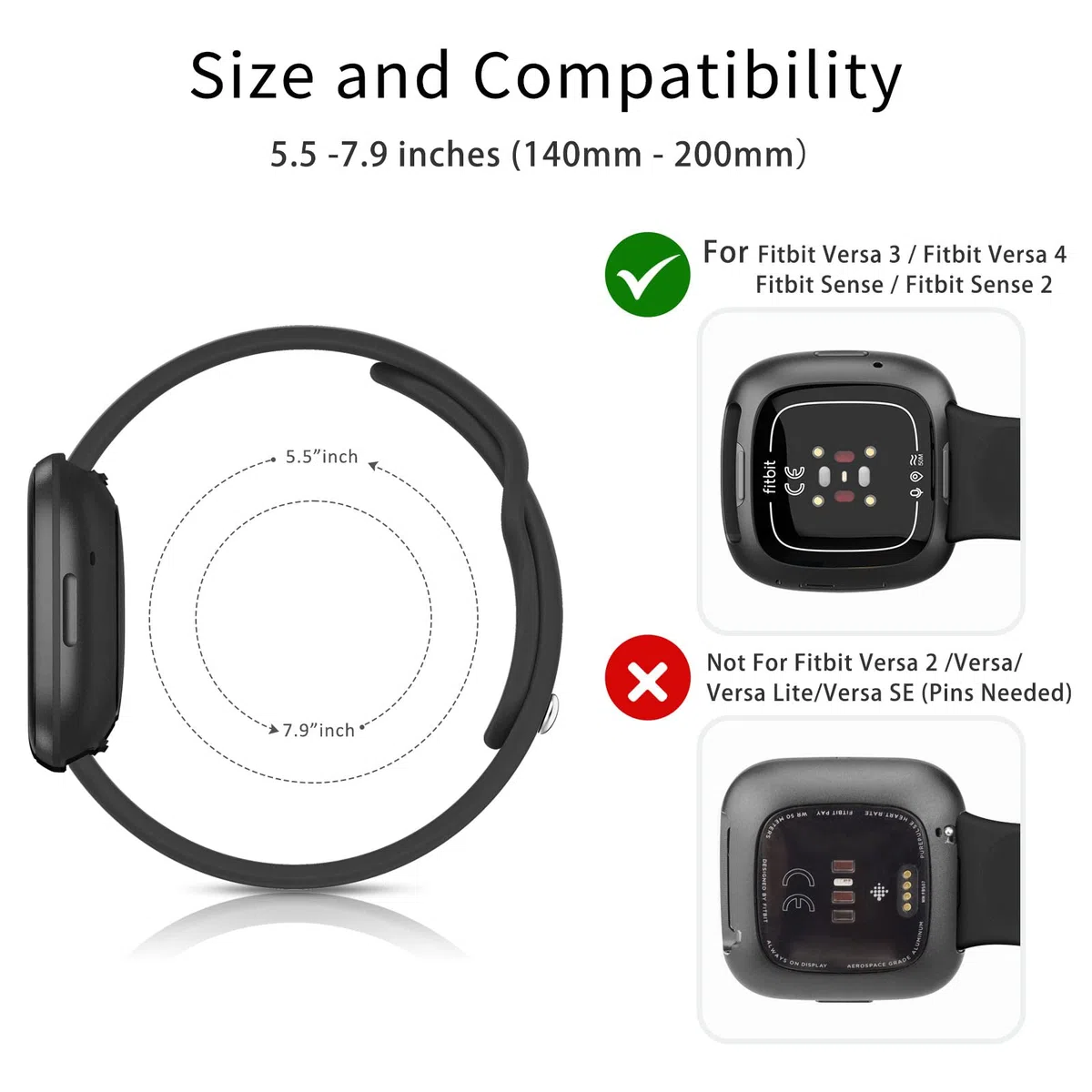 Oumida Per Fitbit Versa 3, cinturino Fitbit Versa 4, cinturino Fitbit Sense, per uomo e donna, in silicone, per Fitbit Versa 3/Versa 4/Sense 2