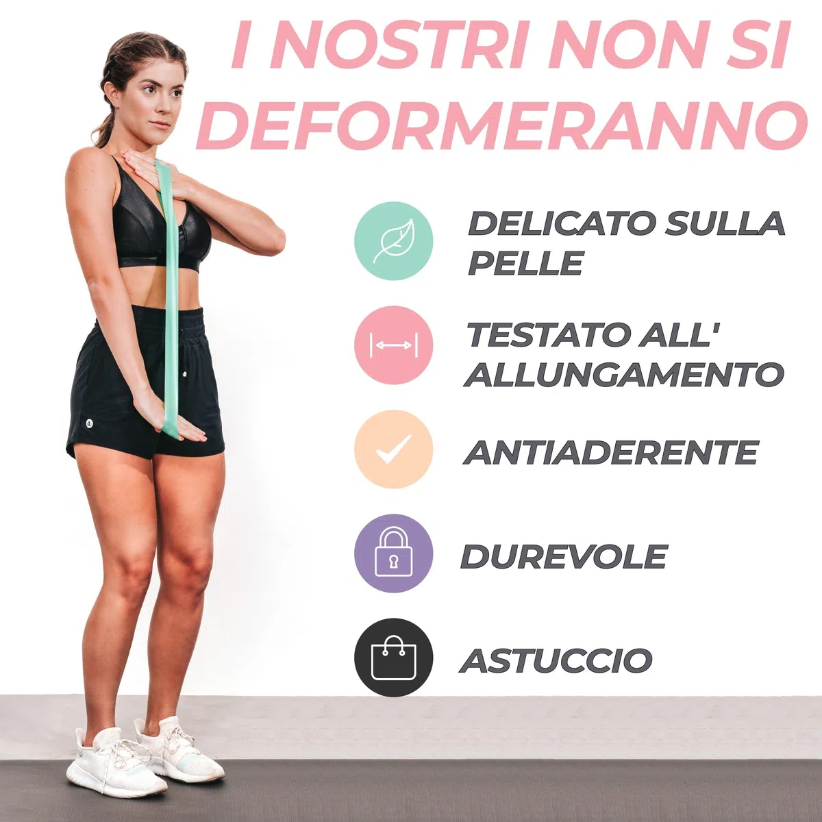 Coresteady Elastici Fitness | Bande Elastiche di alta qualità e antiaderenti - per fianchi, gambe e glutei, stretching, maggiore mobilità e riabilitazione - Ideali per uomini e donne