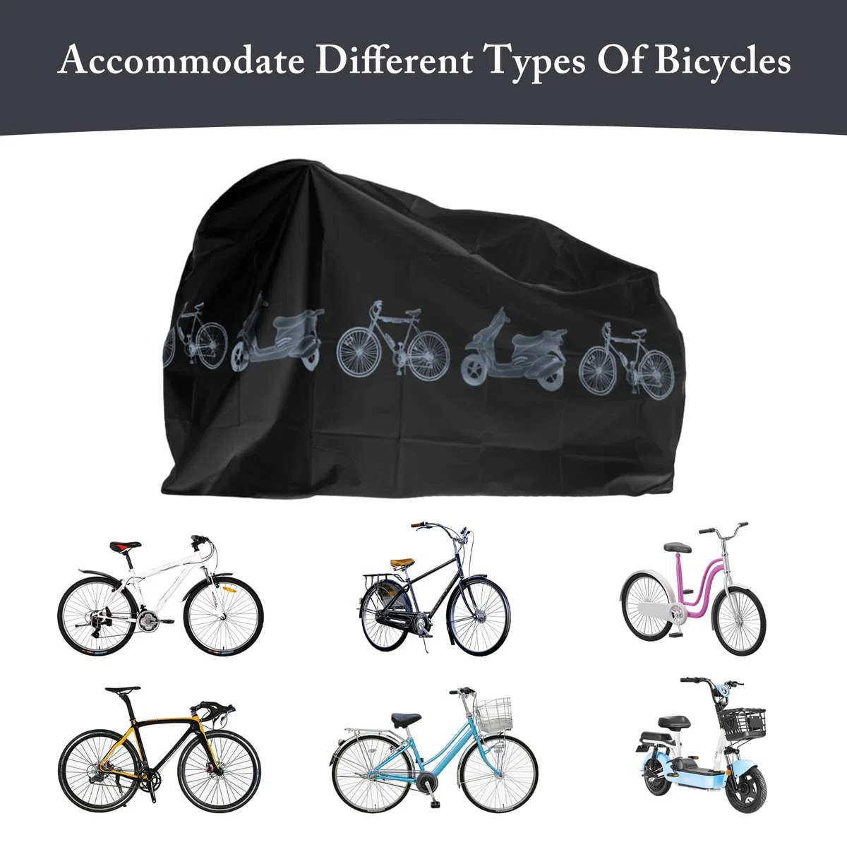 2 Pezzi Copertura per Bicicletta Set, Custodie per Bici con Copertura per Casco, Custodie per Bicicletta Impermeabile, Anti Polvere Pioggia, Anti neve, Protezione UV, Antipolveri, Anti-guano(Nero)