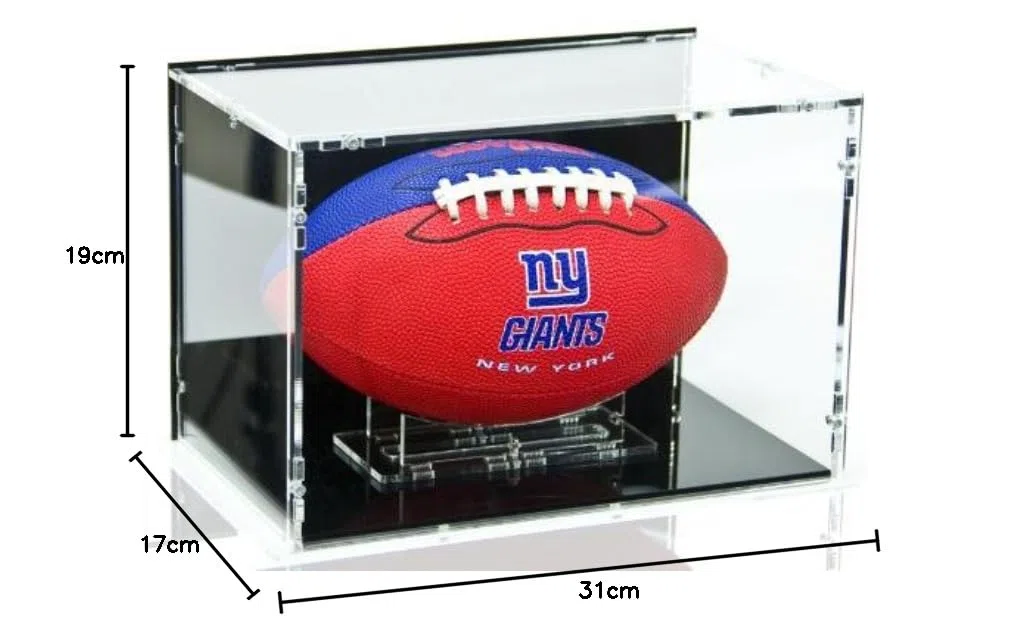 Sora Vetrina espositiva per Palle da Football Americano con Base Nera e Pannello Posteriore Nero