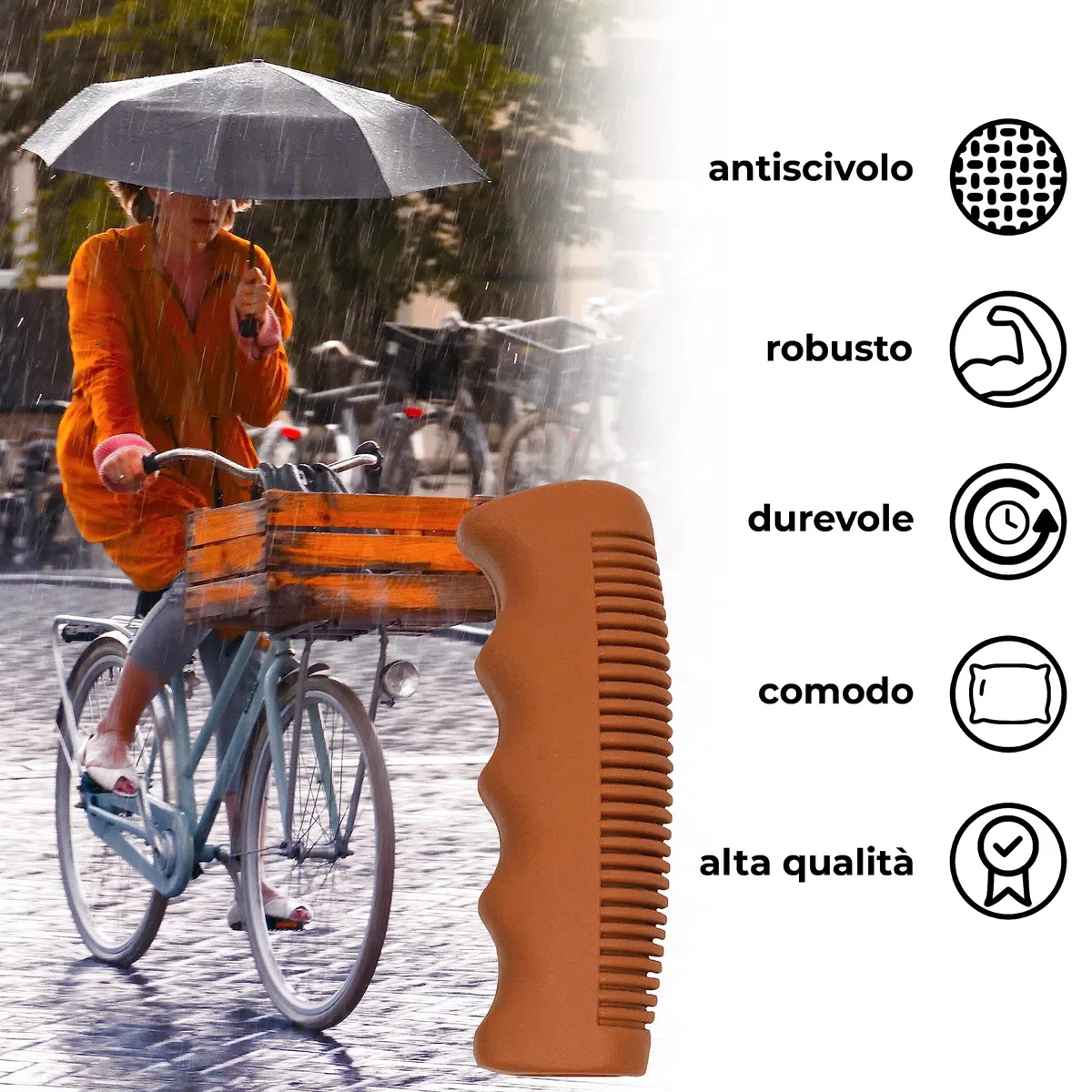 LOEVELOSI, manopole per bicicletta, nere, in stile vintage / bicicletta olandese, con impugnatura comoda, per lato destro e sinistro