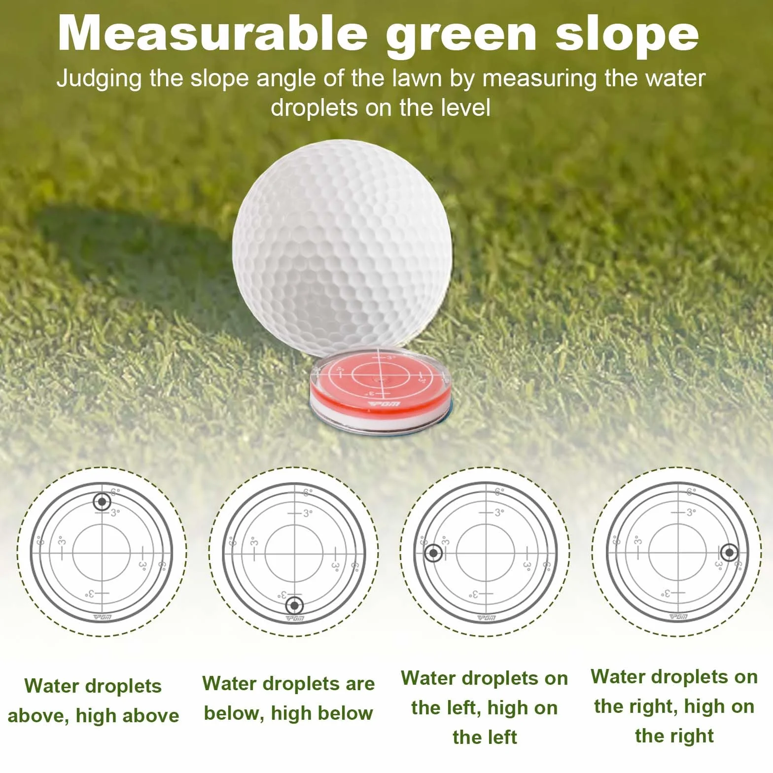 Golf Green Reader, Golf Ball Marker with Level, Alta Precisione, Putt Green Reader, con Magnetica Golf Hat Clip, per Interni Esterni (Rosso)