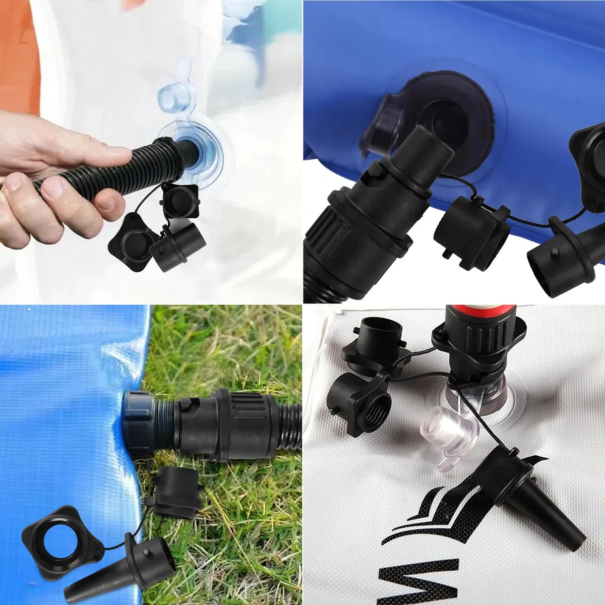 Adattatore Pompa Gonfiabile, Adattatore per Kayak con 4 Ugelli Valvola Aria, Adattatore per Pompa Paddle Board Multifunzione, Adattatore Pompa Sup per Gommoni, Stand Up Paddle Board, Letto Gonfiabile