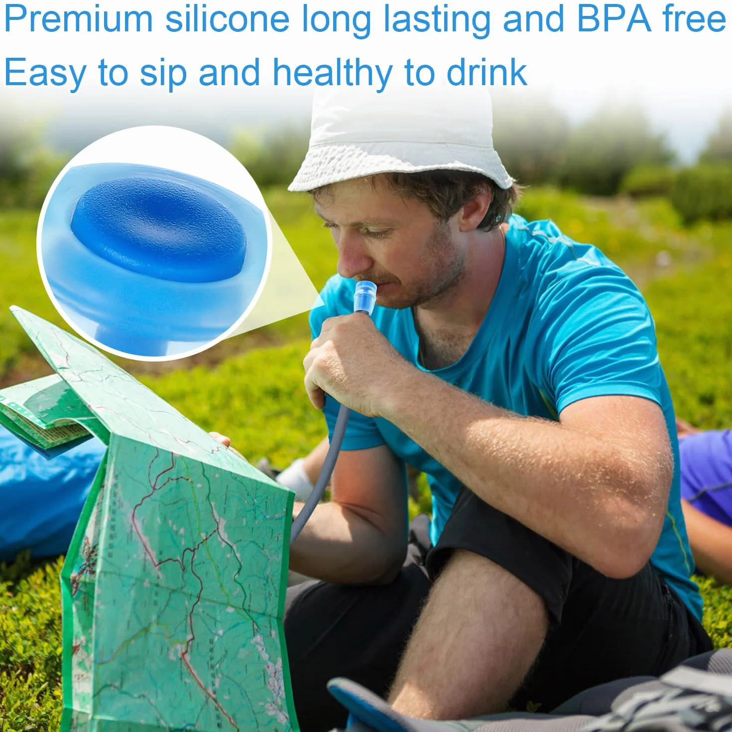 4 Pezzi Valvola Morso, Silicone Senza BPA Sostituzione Della Valvola Bite Hydration Pack Sicuro Sostituzione del Boccaglio per Ugello Compatibile con Osprey (Blu)