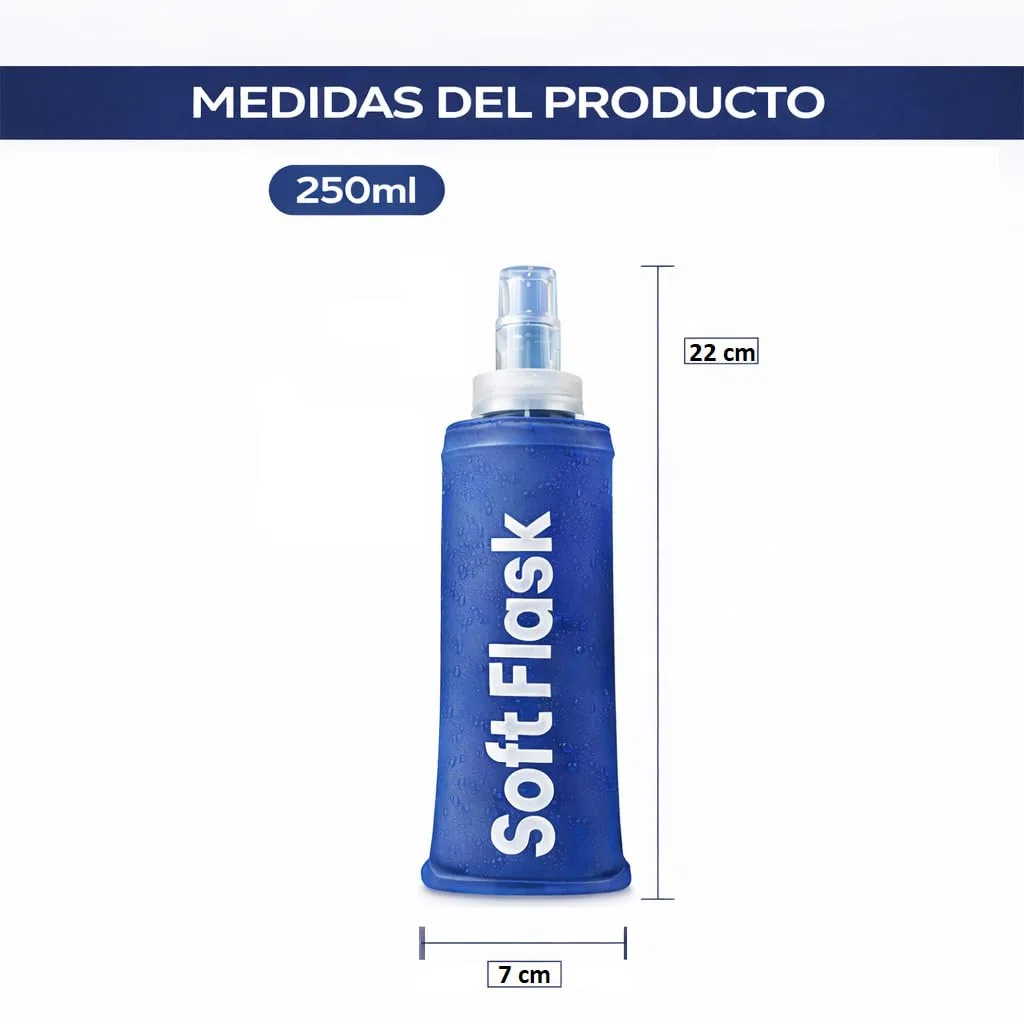 Bottiglia pieghevole – Confezione da 2 pezzi Soft Flask TPU BPA Free – Tanica acqua Trail Running flessibile in silicone – Bottiglia idratante per gilet corsa, escursionismo, ciclismo (blu