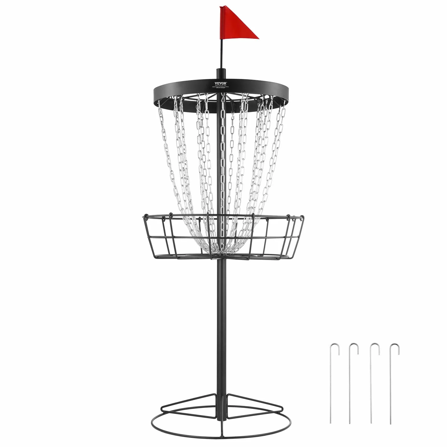 VEVOR Cestino Golf a Disco, Set Dischi di Golf con 24 Catene, Bersaglio da Golf a Disc Golf in Acciaio 8 mm, Cestino per Golf a Disco, Canestro Golf a Disco per Allenamento Attività Esterno, Nero