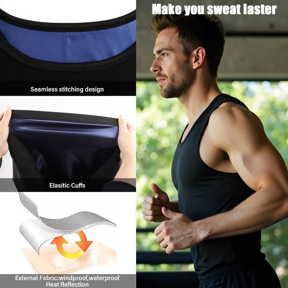 Canotta da Sauna Uomo, Tuta da Sudore in Seta di Latte PU Ideale per Uomini orientati al Fitness