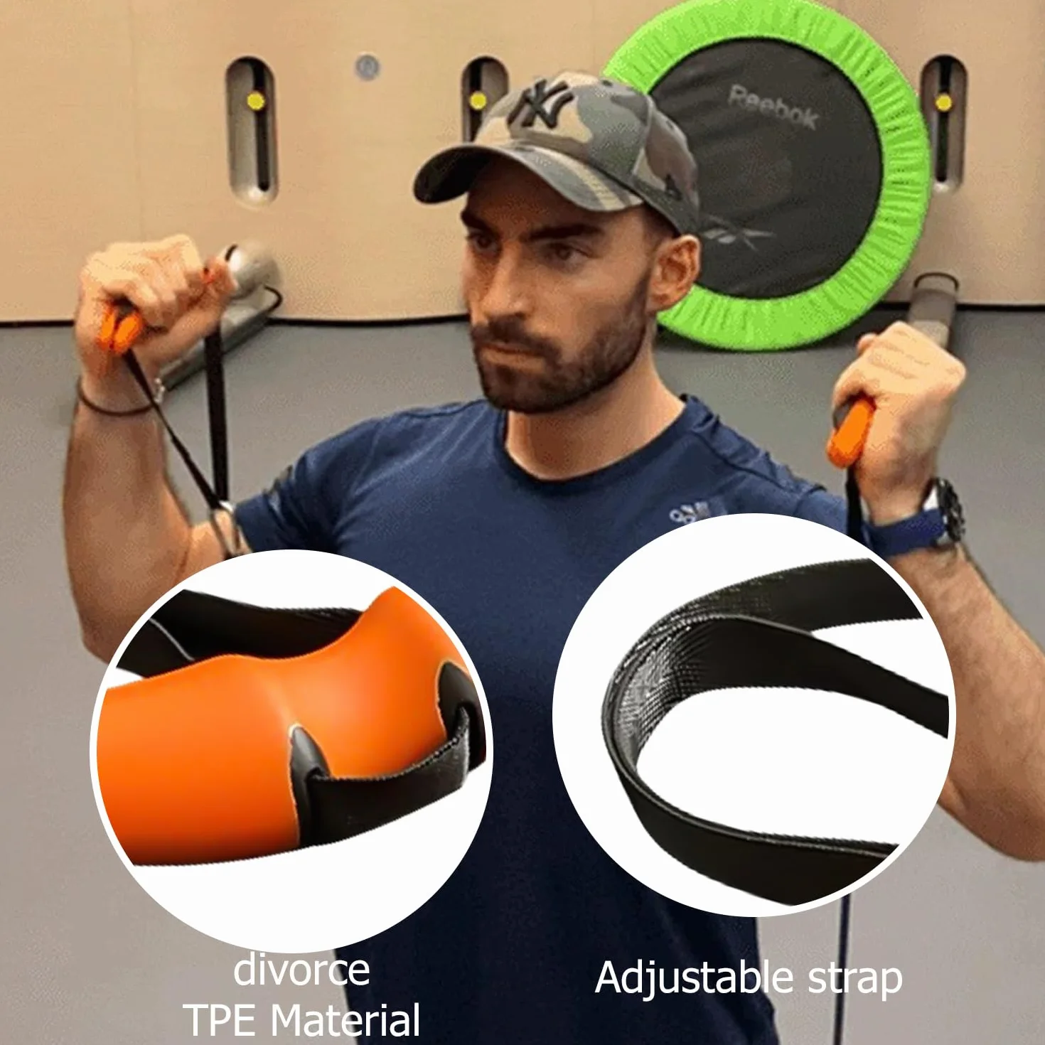 Leikurvo Zj338 Impugnatura per allenamento fitness, impugnatura per canottaggio con fascia di resistenza regolabile, maniglia per cavi, arancione, TPE
