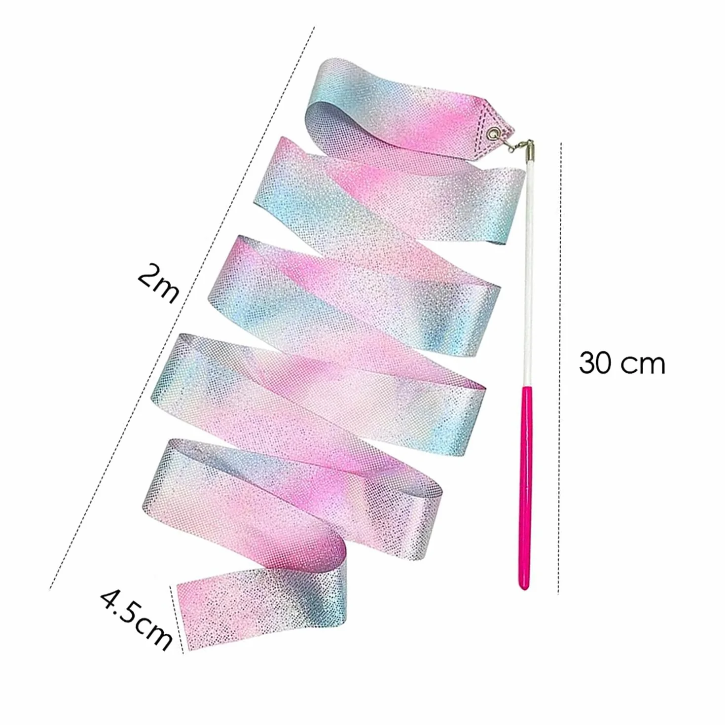 DaiUni Nastri da Ballo, Nastri per Danza Ritmica, con Bacchetta a Nastro, per Bambini, per Balli artistici, Ginnastica, spettacoli di Carnevale, 2 PCS.