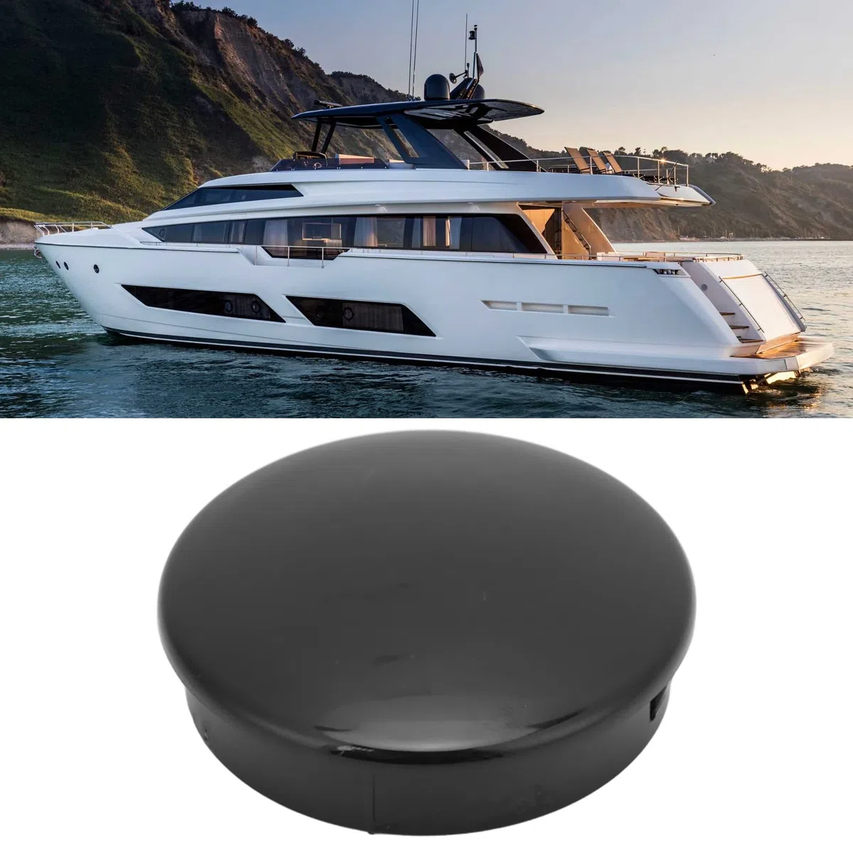 Tappo centrale del volante, tappo centrale del volante del PC nero da 2,75 pollici Accessori per barche ad alta resistenza per Yacht Marine