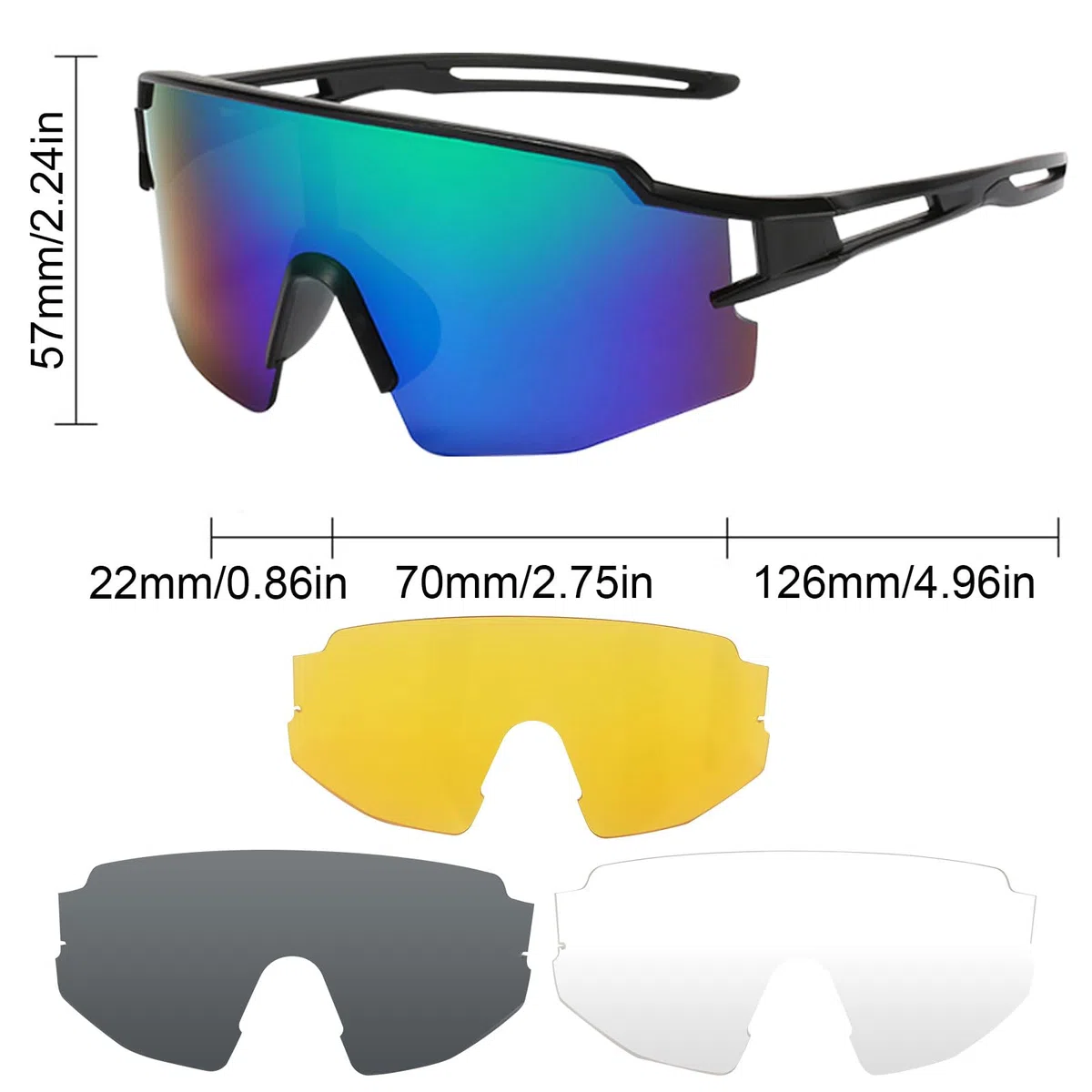Occhiali da Sole Sportivi Polarizzati,TR90 Occhiali da Sole Ciclismo Con 3 Lenti,Protezione UV400 Occhiali Polarizzati Sole Sportivi,Occhiali MTB Bici da Uomo Donna,per All'aperto,Ciclismo,Corsa
