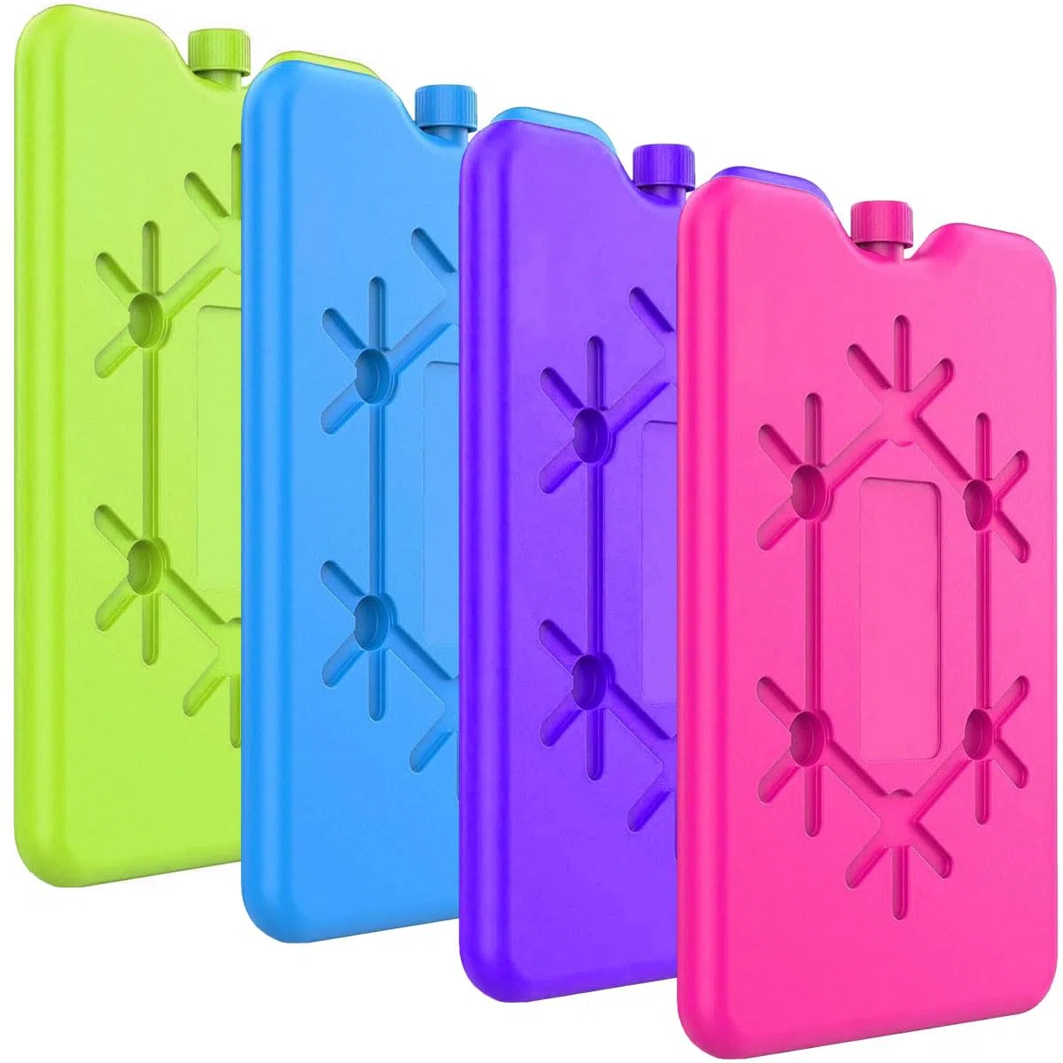 Mattonella Di Ghiaccio Riutilizzabile Per Borsa Frigo Accumulatore Di Freddo Extra Piatto Colorato Per Lunch Box Frigo Portatile Picnic Campeggio - 4 Pezzi 16.5x10.9x1.4 cm