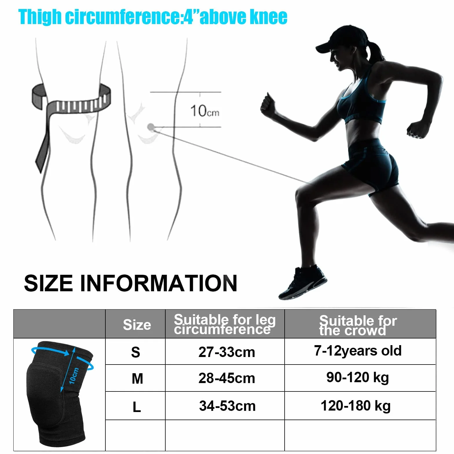 Ginocchiere Protettive Sportive Nero, 1 Paio Supporto Elastico per Ginocchio Antiscivolo, Ginocchiera Sportiva in Spugna Unisex per MTB, Pallavolo, Danza, Snowboard, Skateboard