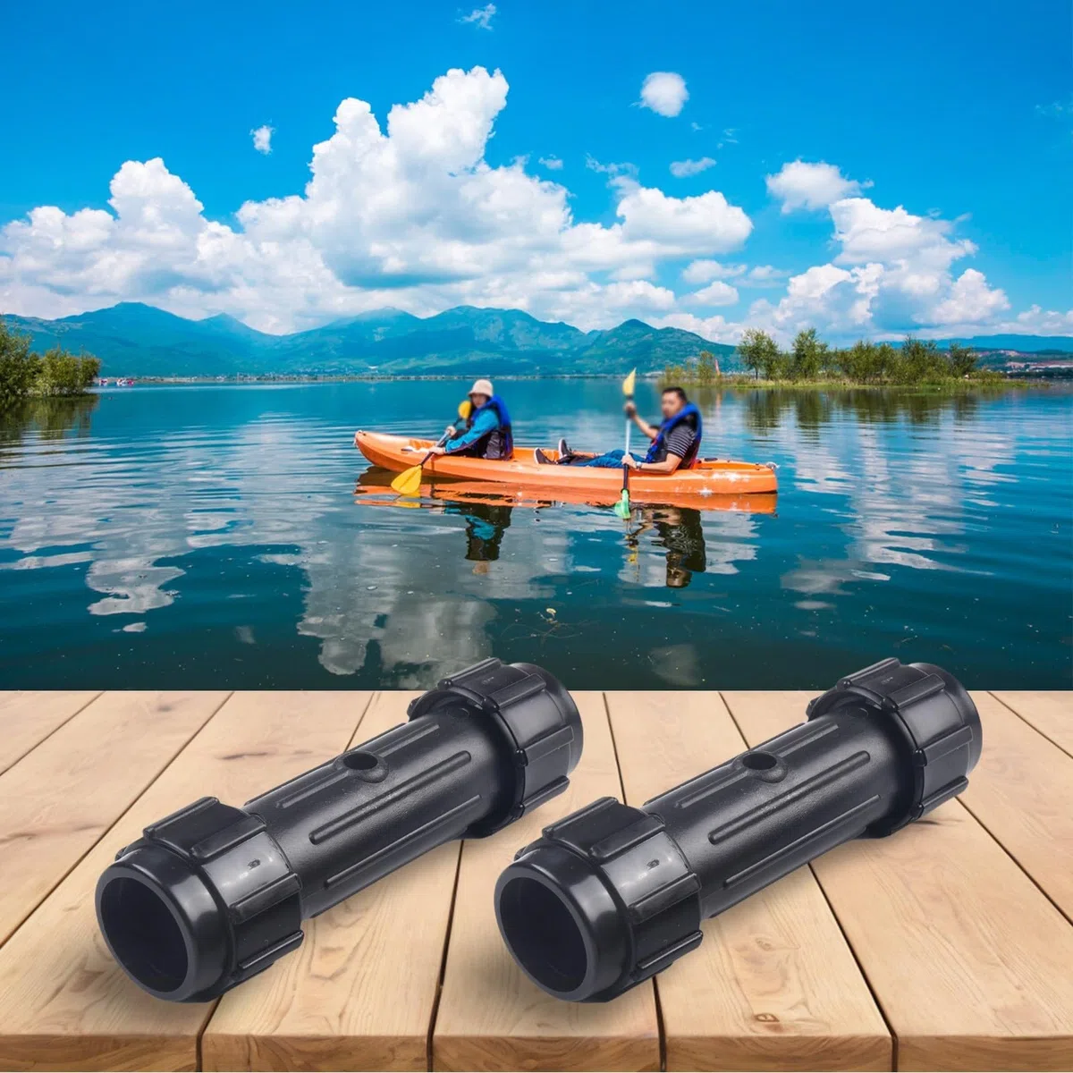 2 connettori per pagaia per kayak, diametro interno 28 mm, in plastica ABS, parti di ricambio per canoa, barca, remi, design ispessito, nero