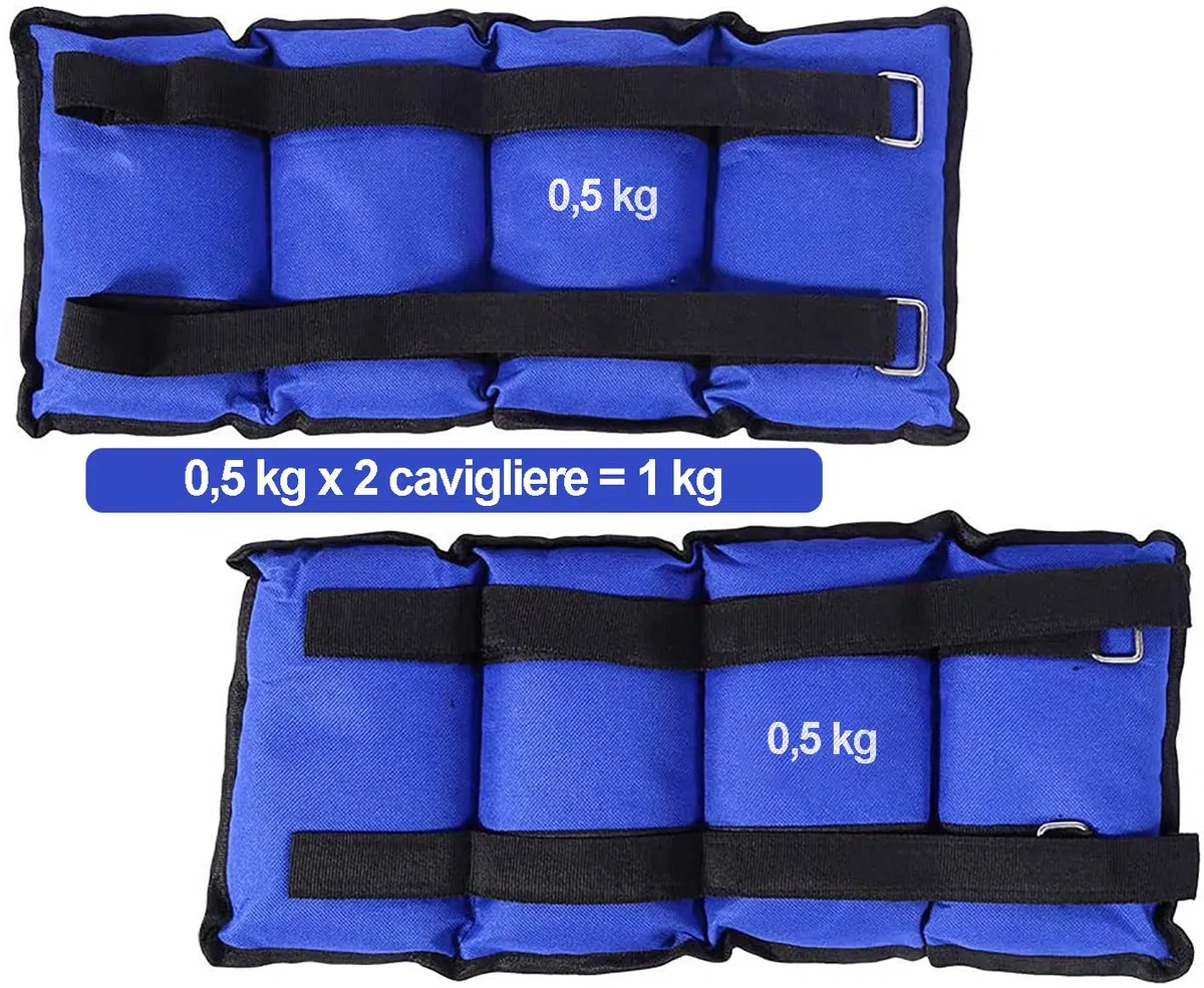 Lupex Shop Coppia di Pesi per Caviglie e Polsi da 0,5 a 6kg, Sacchetto di Sabbia, Regolabili con Strappo, per Allenamento Palestra, Running, Fitness