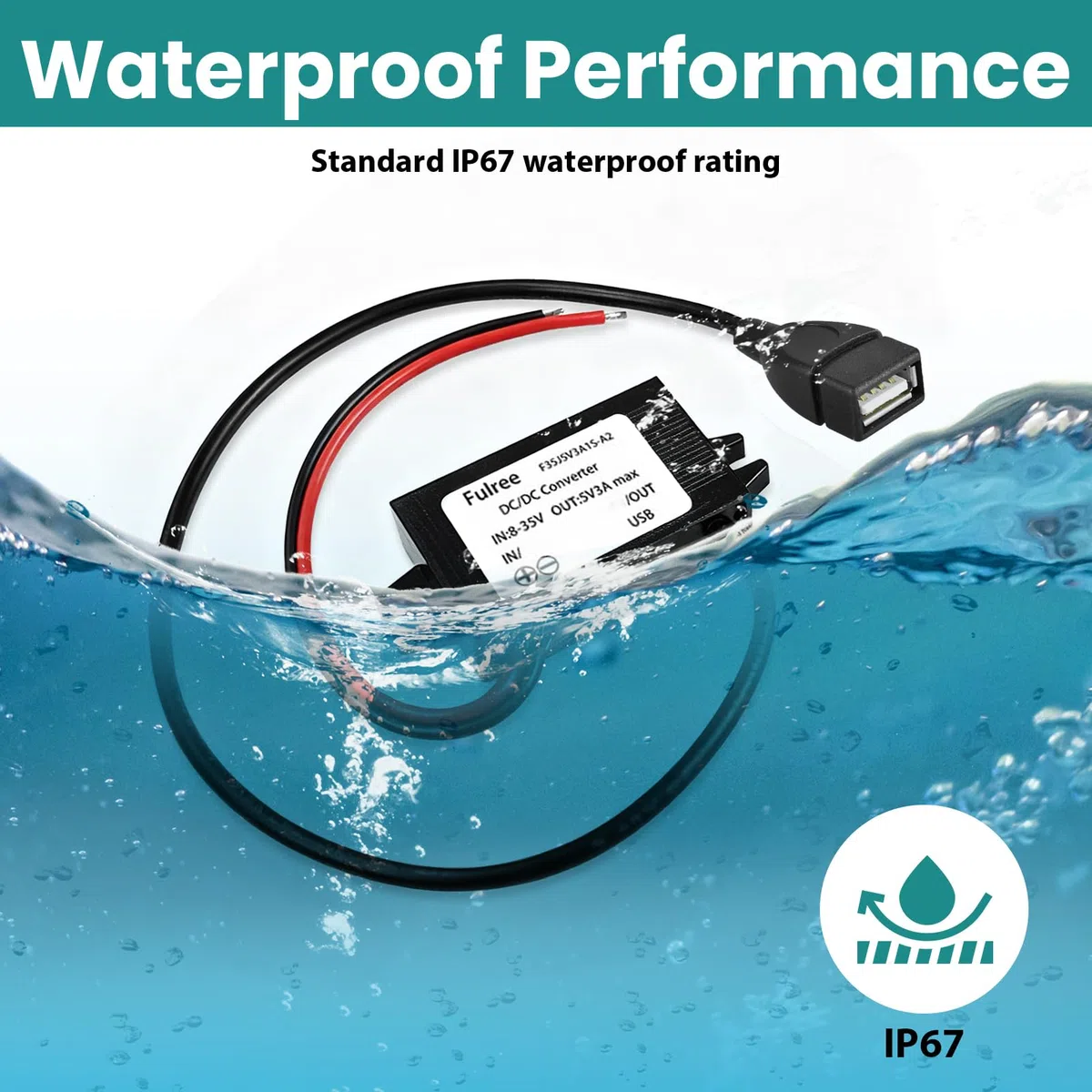 Convertitore 12V a 5V USB Doppia Uscita 3A, Adattatore DC Step Down 15W per Auto Moto Barca, Regolatore di Tensione Impermeabile, Caricatore USB 12V per Telefono GPS Fotocamera MP3 MP4 Navigatore
