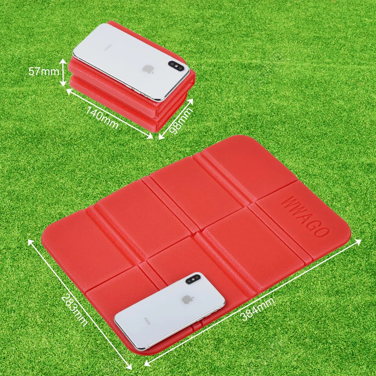 Willingood Confezione da 2 cuscini pieghevoli, impermeabili, per esterni, isolanti, per bambini, con 2 tasche, per giardino, stadio, caccia, campeggio, escursioni, picnic