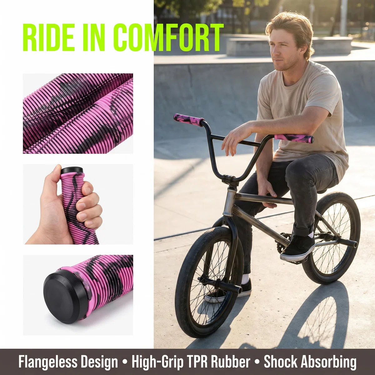 Manopole per bicicletta MTB BMX con tappi terminali in alluminio e chiave a brugola, impugnature antiscivolo per mountain bike da 22,2 mm